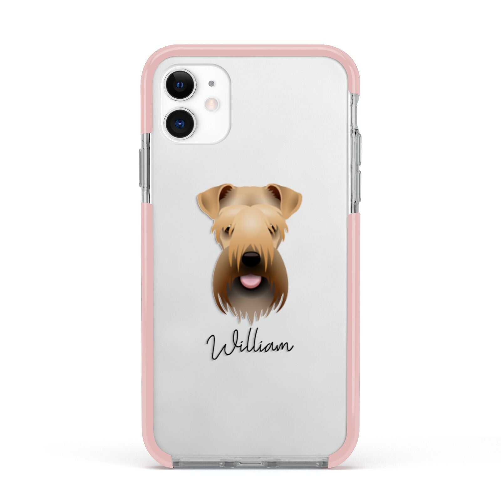 Soft Coated Wheaten Terrier Personalised Apple iPhone 11 in White with Pink Impact Case