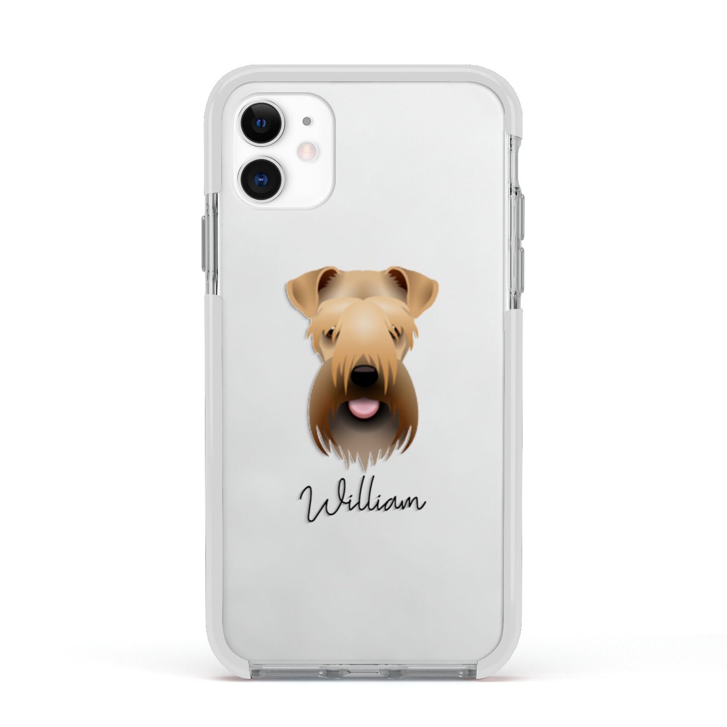 Soft Coated Wheaten Terrier Personalised Apple iPhone 11 in White with White Impact Case