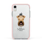 Soft Coated Wheaten Terrier Personalised Apple iPhone XR Impact Case Pink Edge on Silver Phone