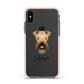 Soft Coated Wheaten Terrier Personalised Apple iPhone Xs Impact Case Pink Edge on Black Phone