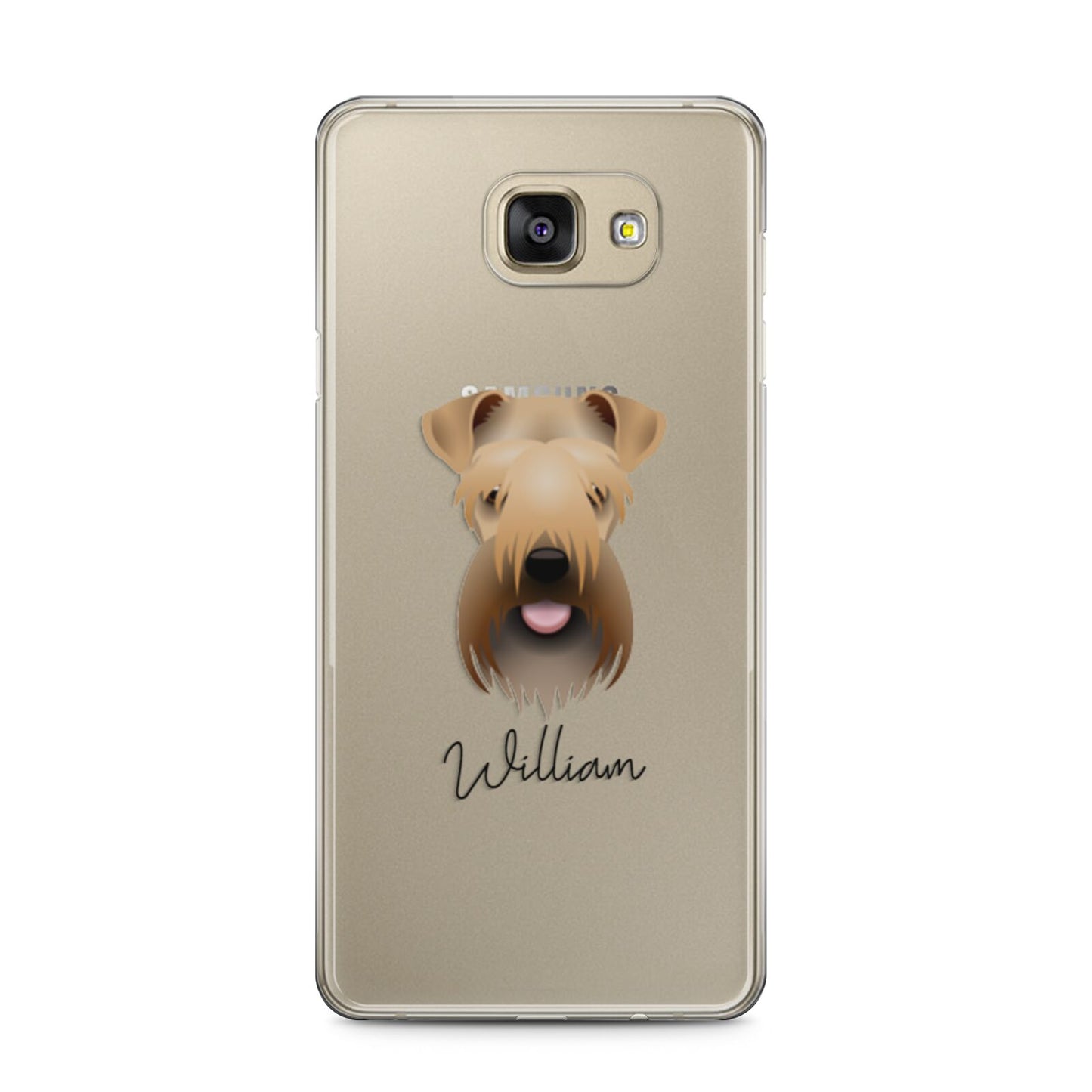 Soft Coated Wheaten Terrier Personalised Samsung Galaxy A5 2016 Case on gold phone