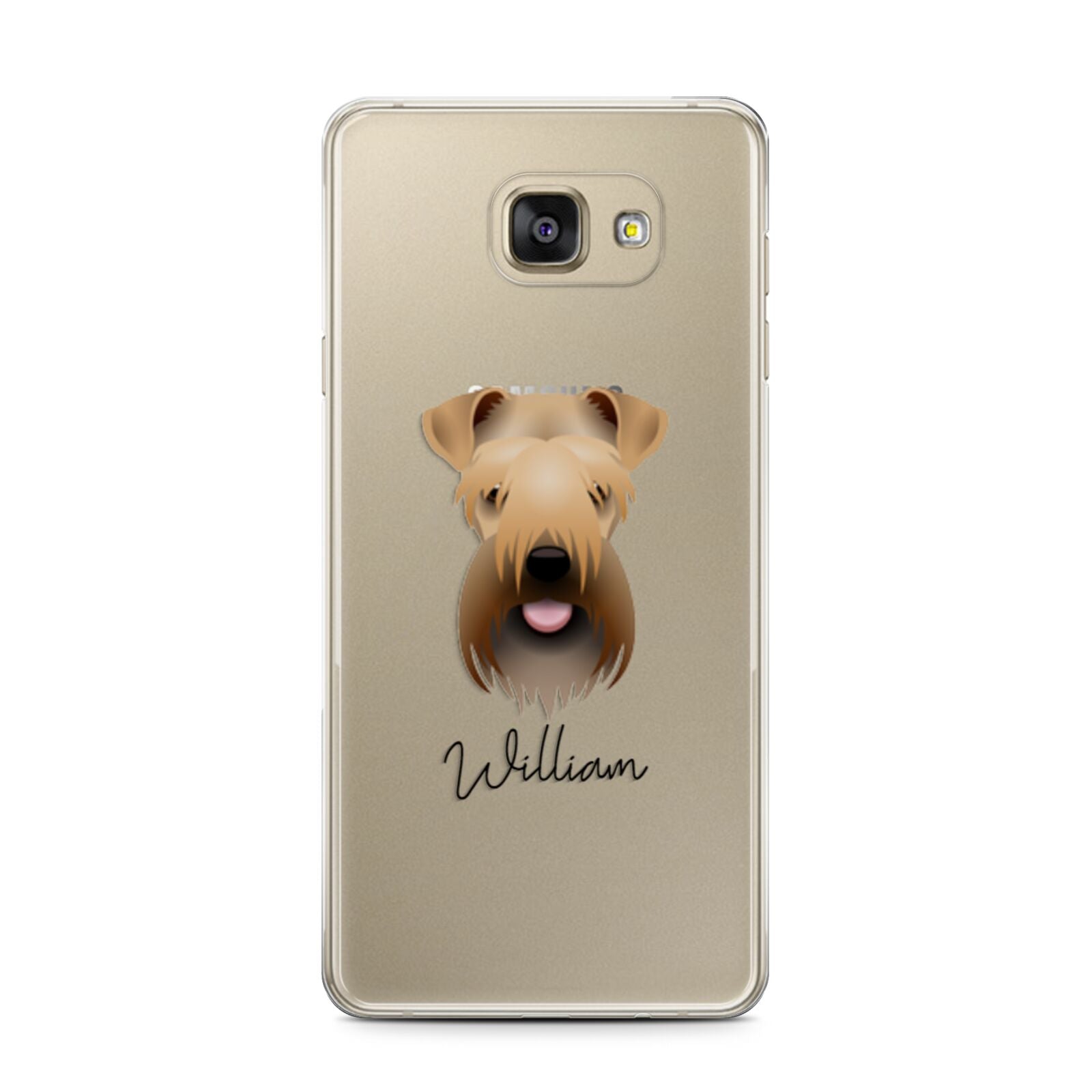 Soft Coated Wheaten Terrier Personalised Samsung Galaxy A7 2016 Case on gold phone
