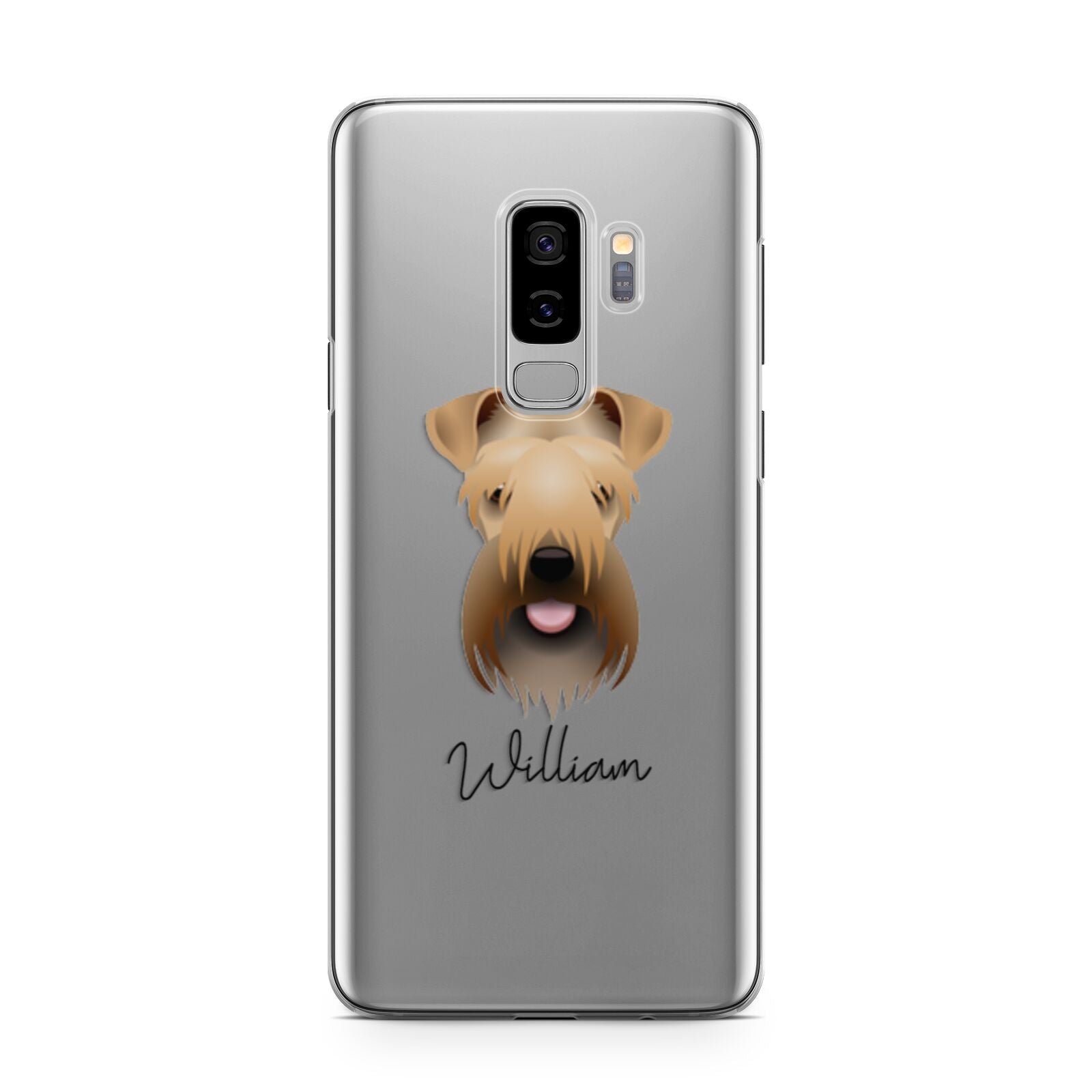 Soft Coated Wheaten Terrier Personalised Samsung Galaxy S9 Plus Case on Silver phone