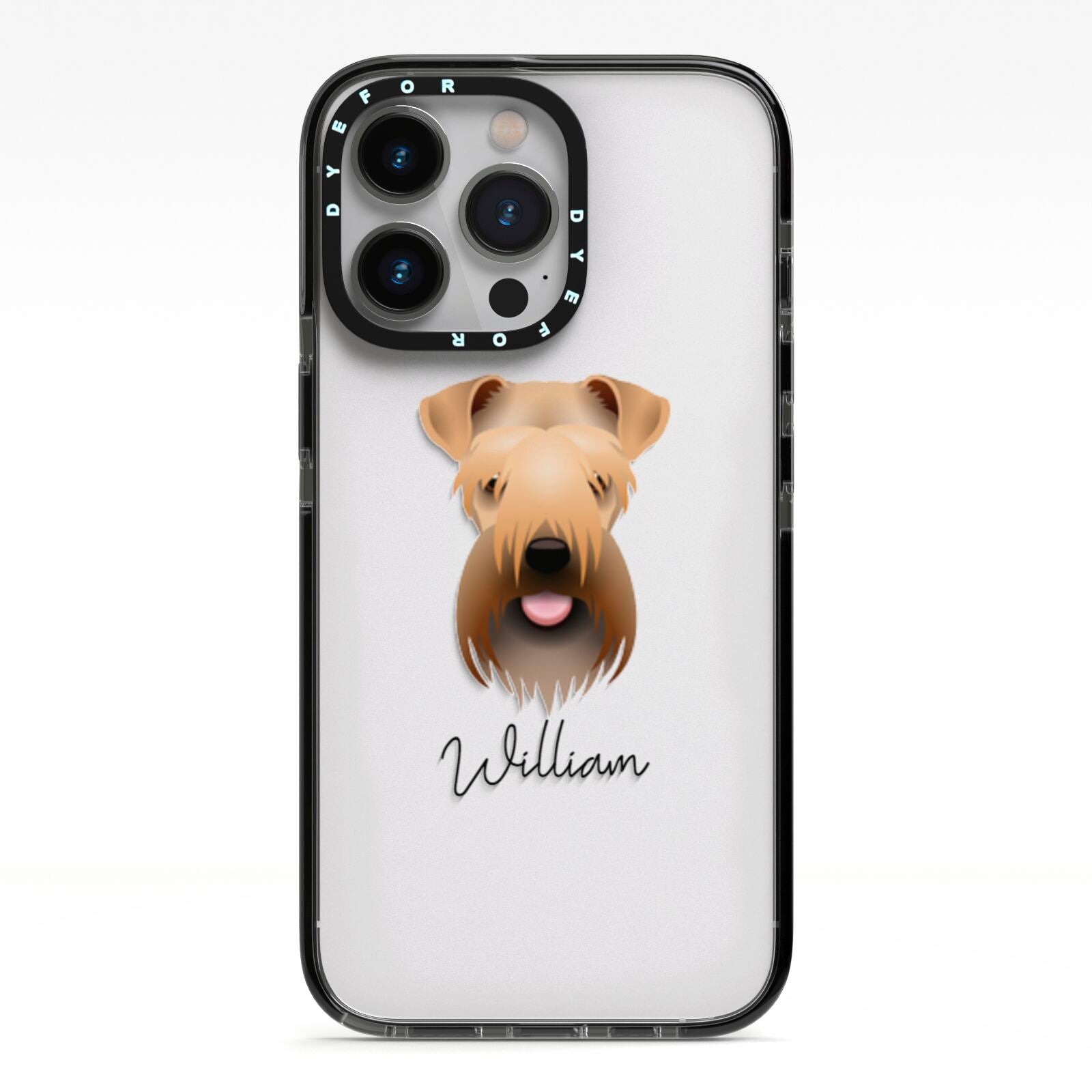 Soft Coated Wheaten Terrier Personalised iPhone 13 Pro Black Impact Case on Silver phone