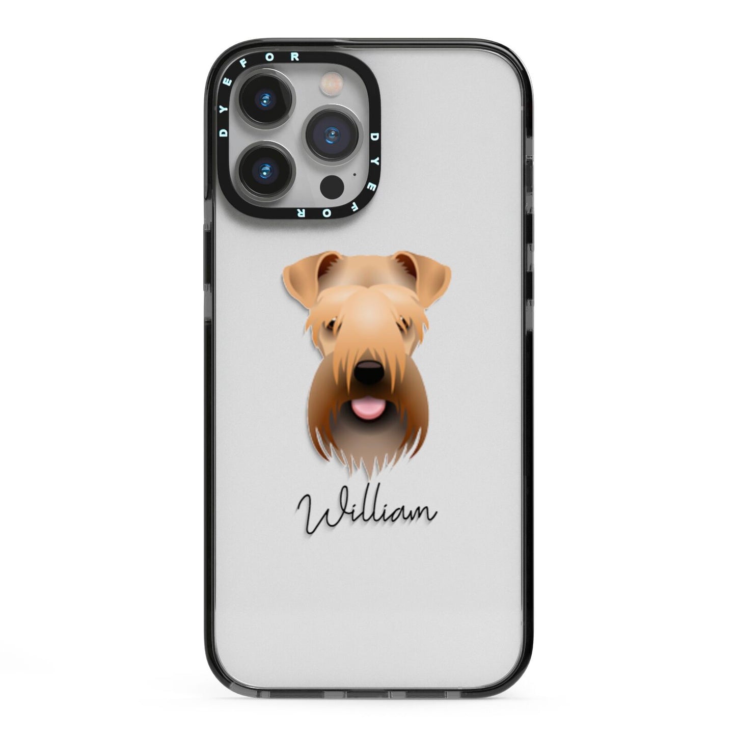 Soft Coated Wheaten Terrier Personalised iPhone 13 Pro Max Black Impact Case on Silver phone