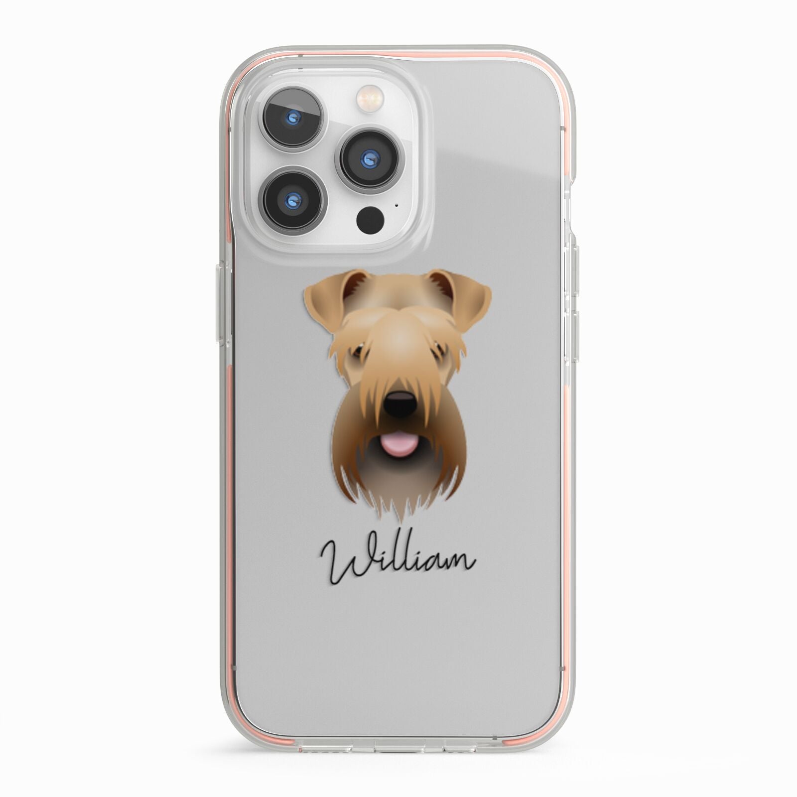 Soft Coated Wheaten Terrier Personalised iPhone 13 Pro TPU Impact Case with Pink Edges