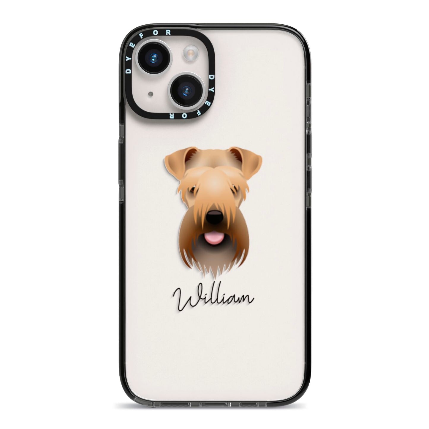 Soft Coated Wheaten Terrier Personalised iPhone 14 Black Impact Case on Silver phone