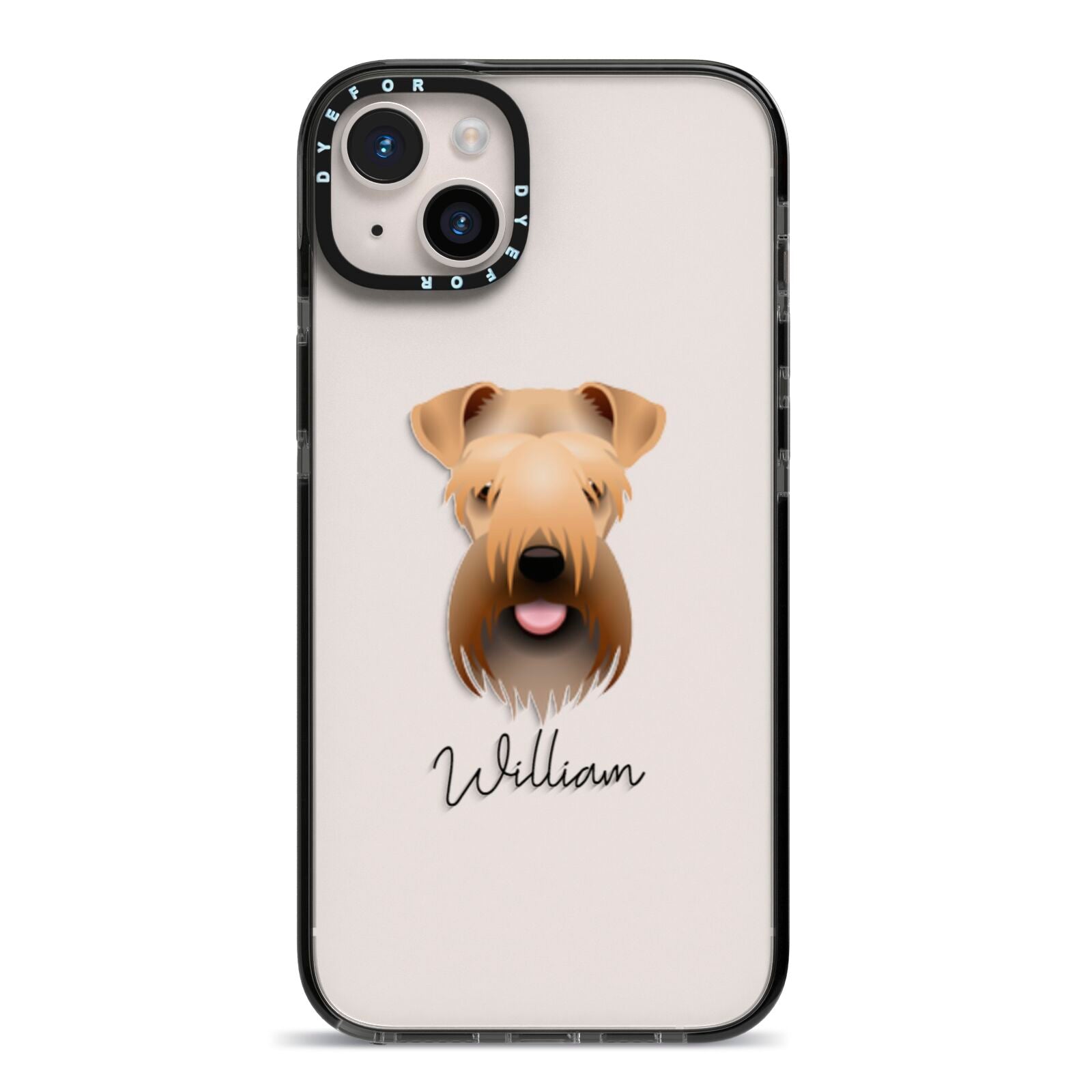 Soft Coated Wheaten Terrier Personalised iPhone 14 Plus Black Impact Case on Silver phone