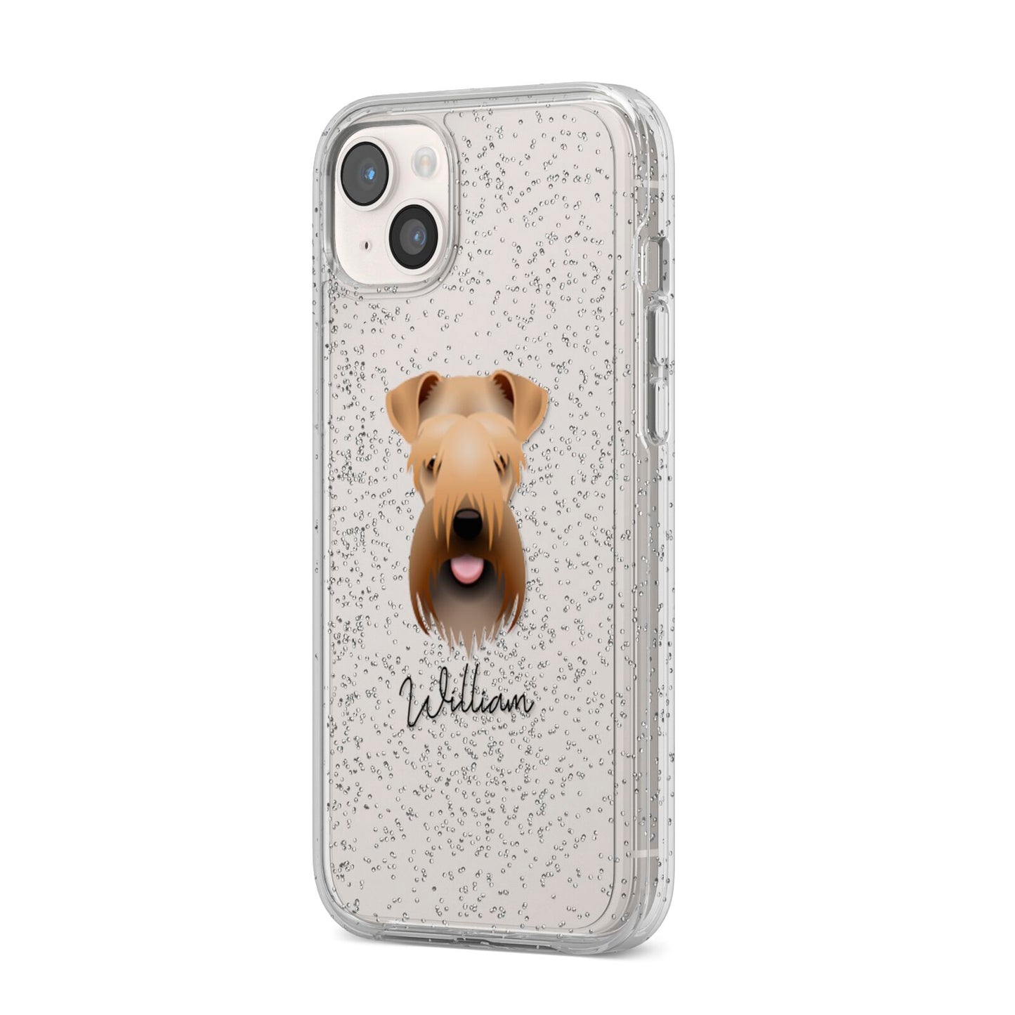 Soft Coated Wheaten Terrier Personalised iPhone 14 Plus Glitter Tough Case Starlight Angled Image