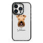 Soft Coated Wheaten Terrier Personalised iPhone 14 Pro Black Impact Case on Silver phone