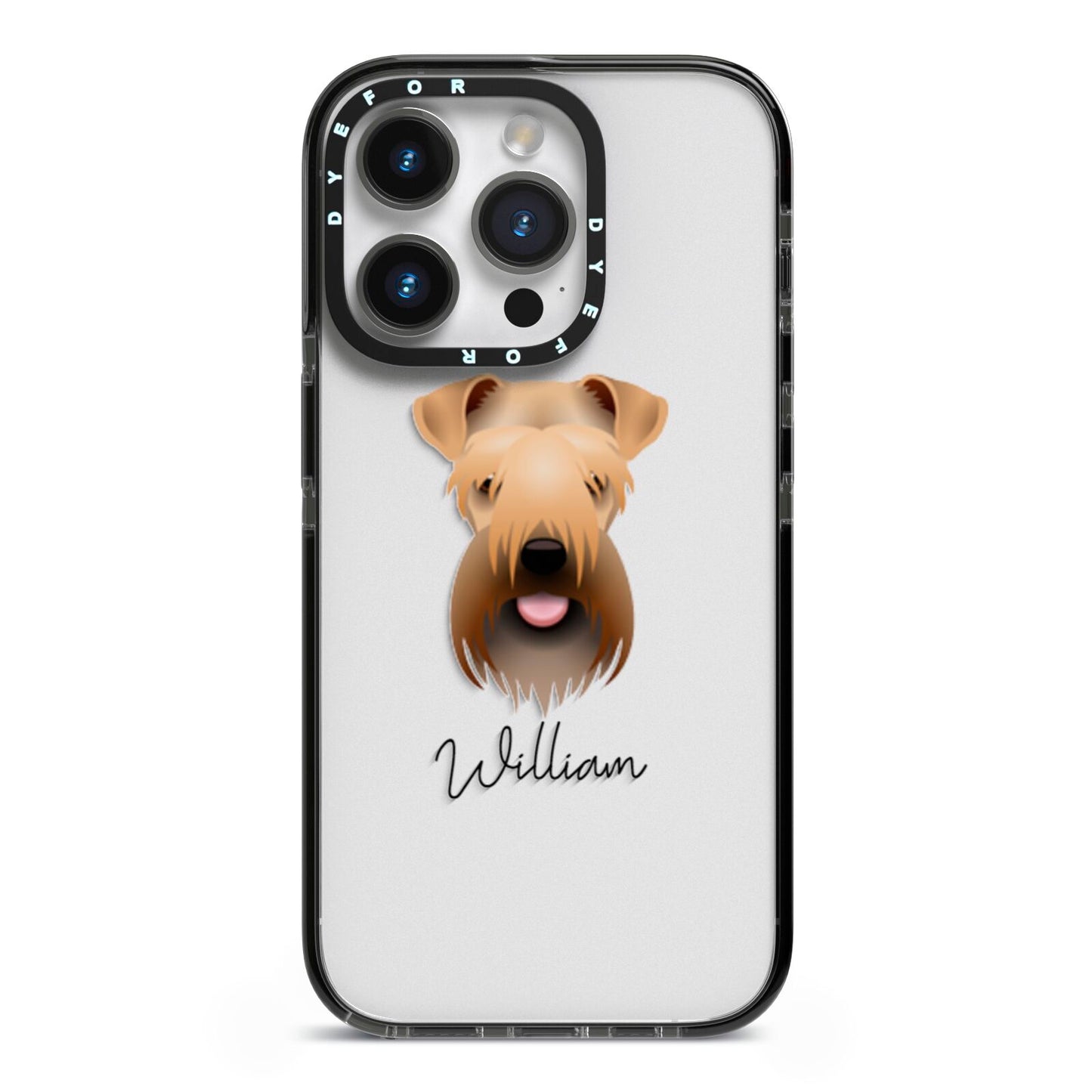 Soft Coated Wheaten Terrier Personalised iPhone 14 Pro Black Impact Case on Silver phone