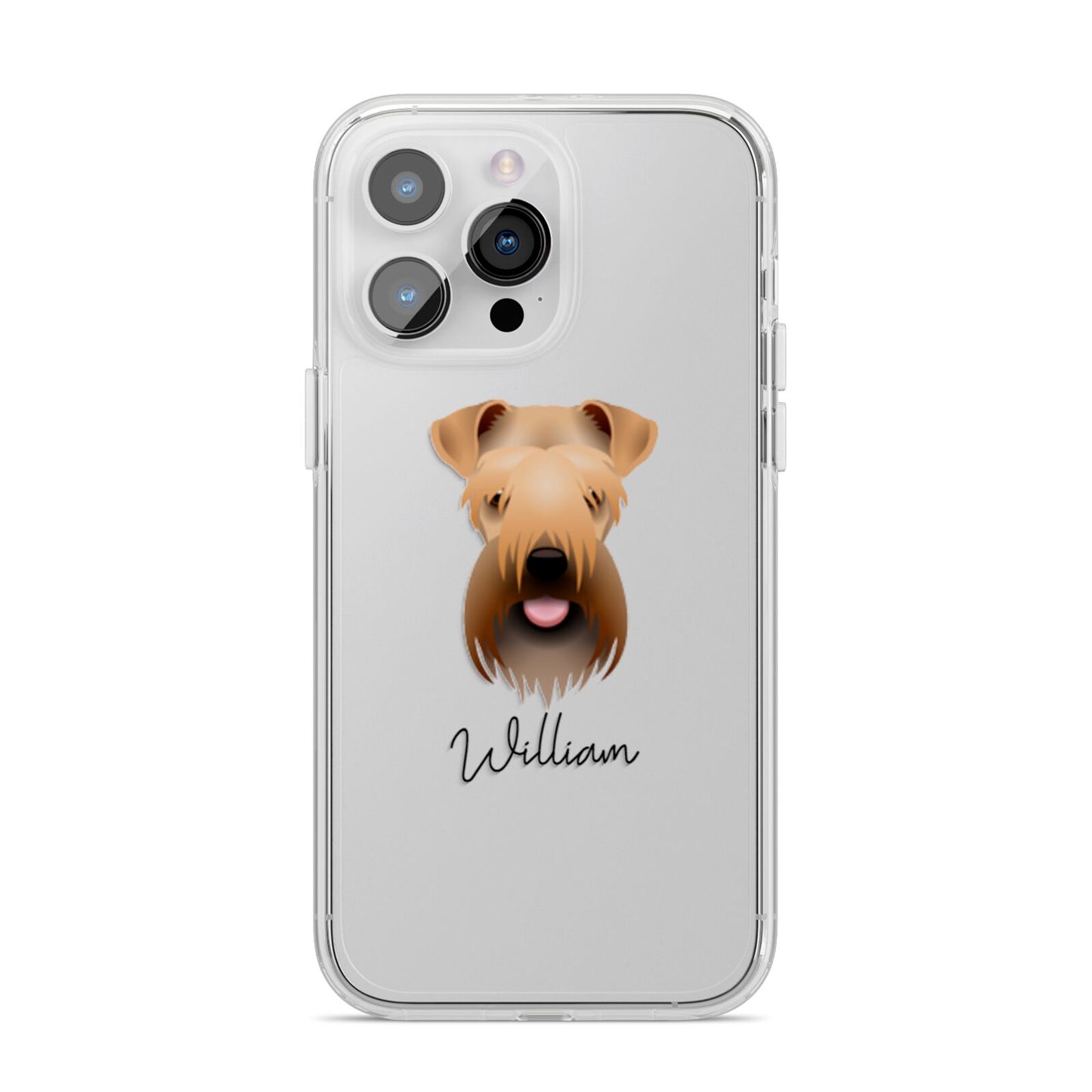 Soft Coated Wheaten Terrier Personalised iPhone 14 Pro Max Clear Tough Case Silver