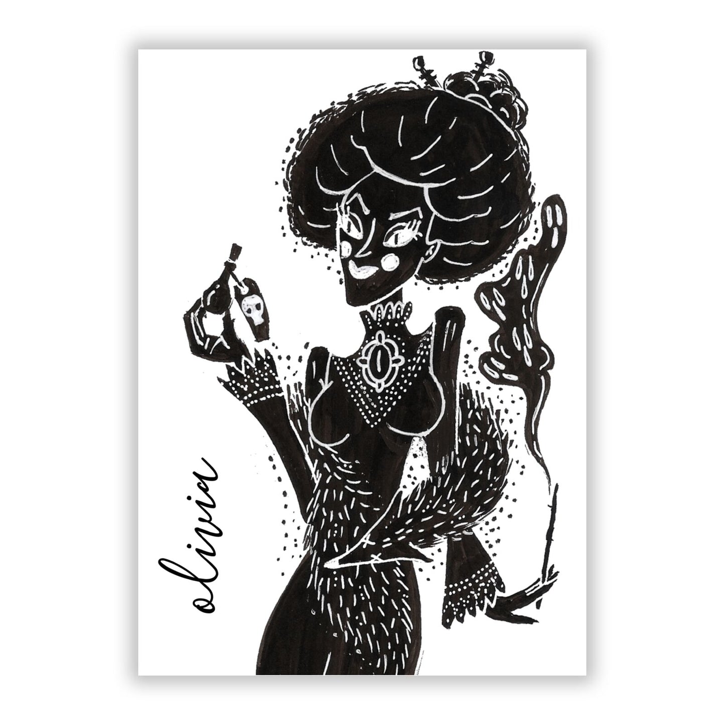 Sophisticated Witch Personalised A5 Flat Greetings Card