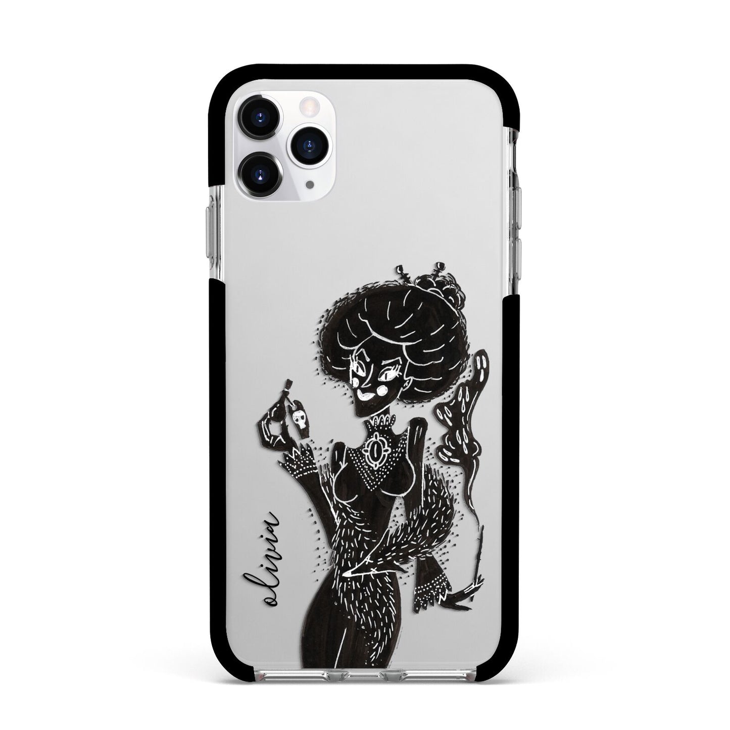 Sophisticated Witch Personalised Apple iPhone 11 Pro Max in Silver with Black Impact Case