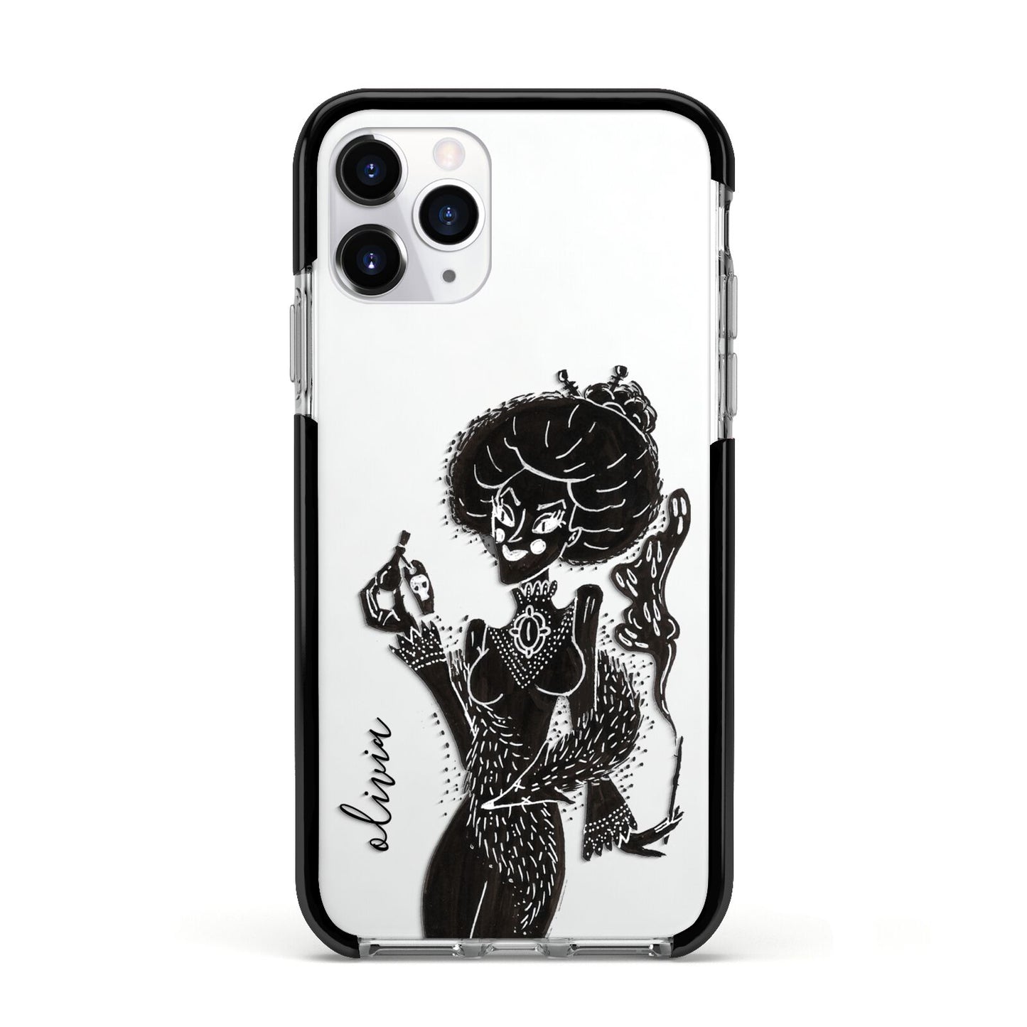 Sophisticated Witch Personalised Apple iPhone 11 Pro in Silver with Black Impact Case