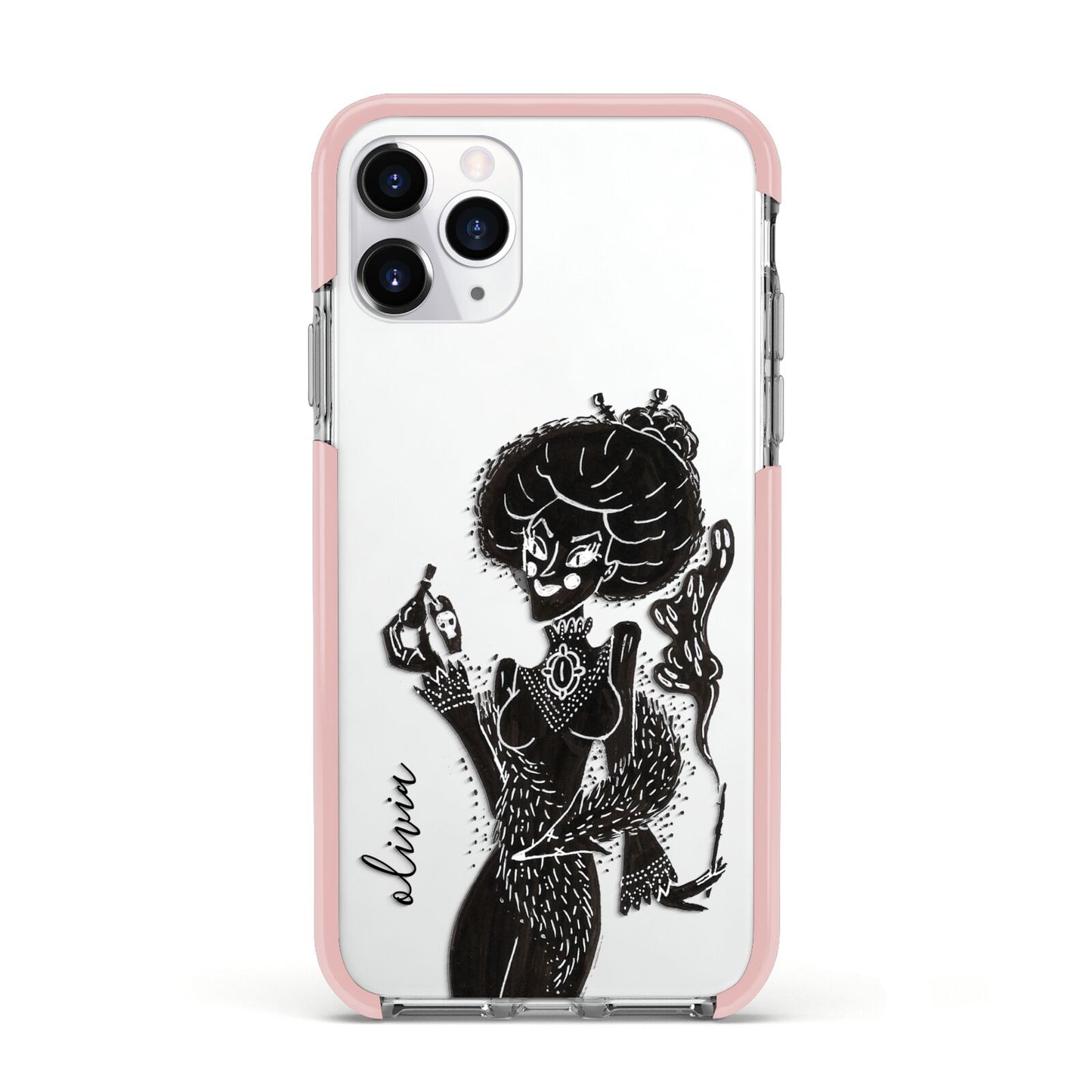 Sophisticated Witch Personalised Apple iPhone 11 Pro in Silver with Pink Impact Case