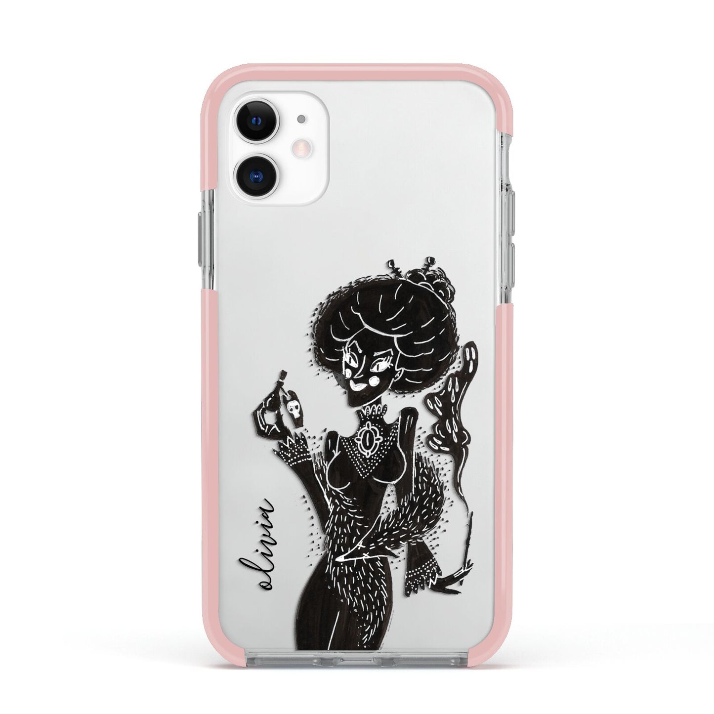 Sophisticated Witch Personalised Apple iPhone 11 in White with Pink Impact Case