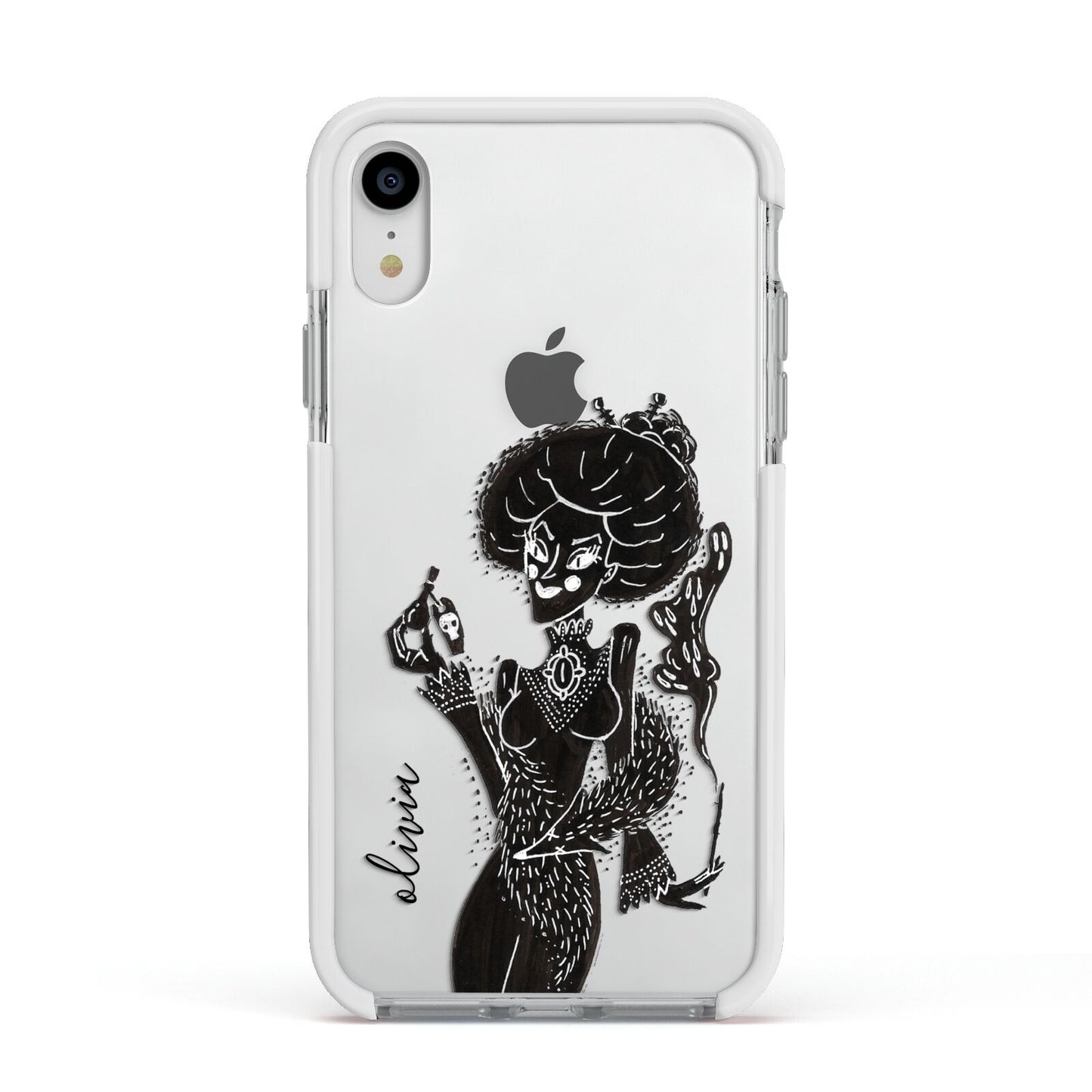 Sophisticated Witch Personalised Apple iPhone XR Impact Case White Edge on Silver Phone