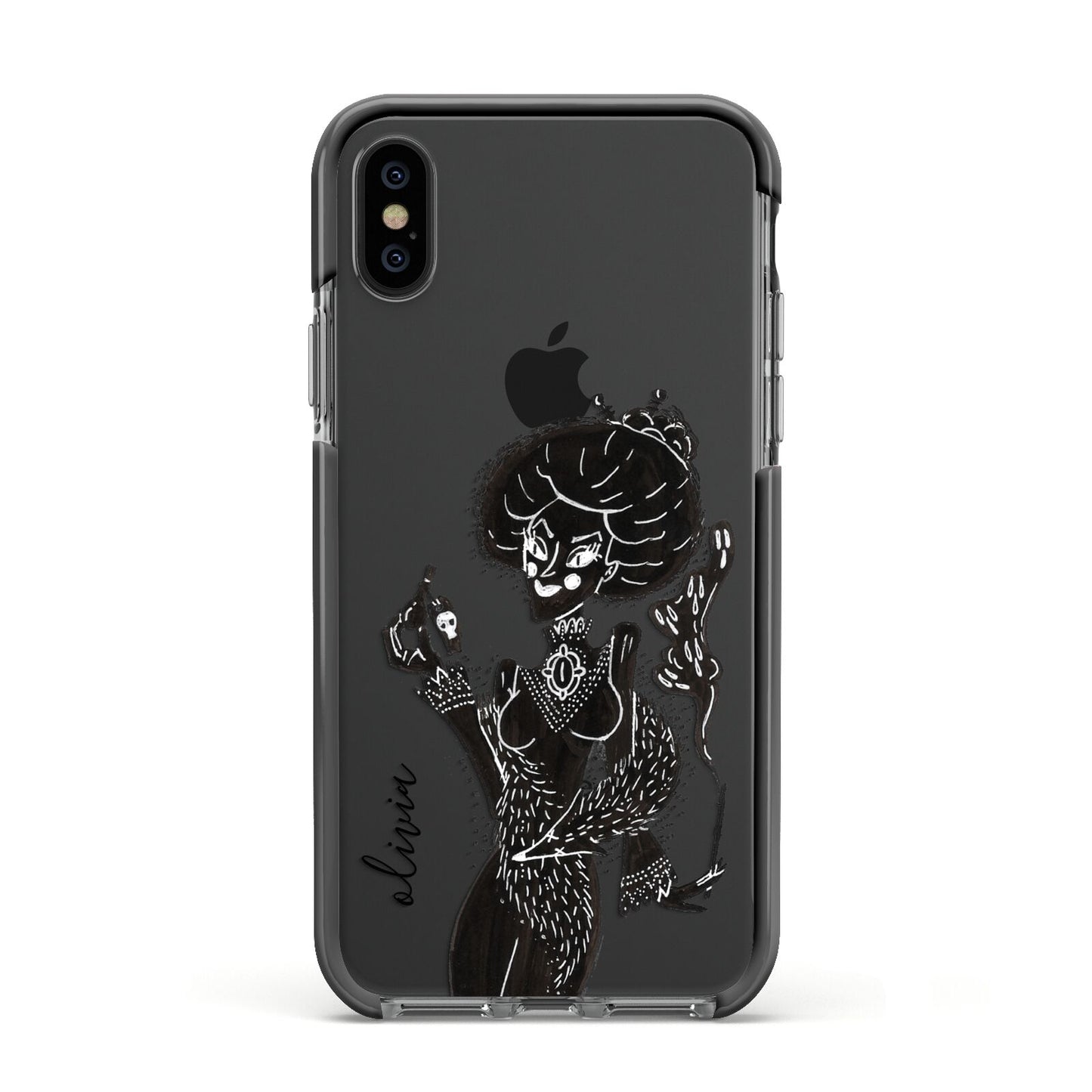 Sophisticated Witch Personalised Apple iPhone Xs Impact Case Black Edge on Black Phone