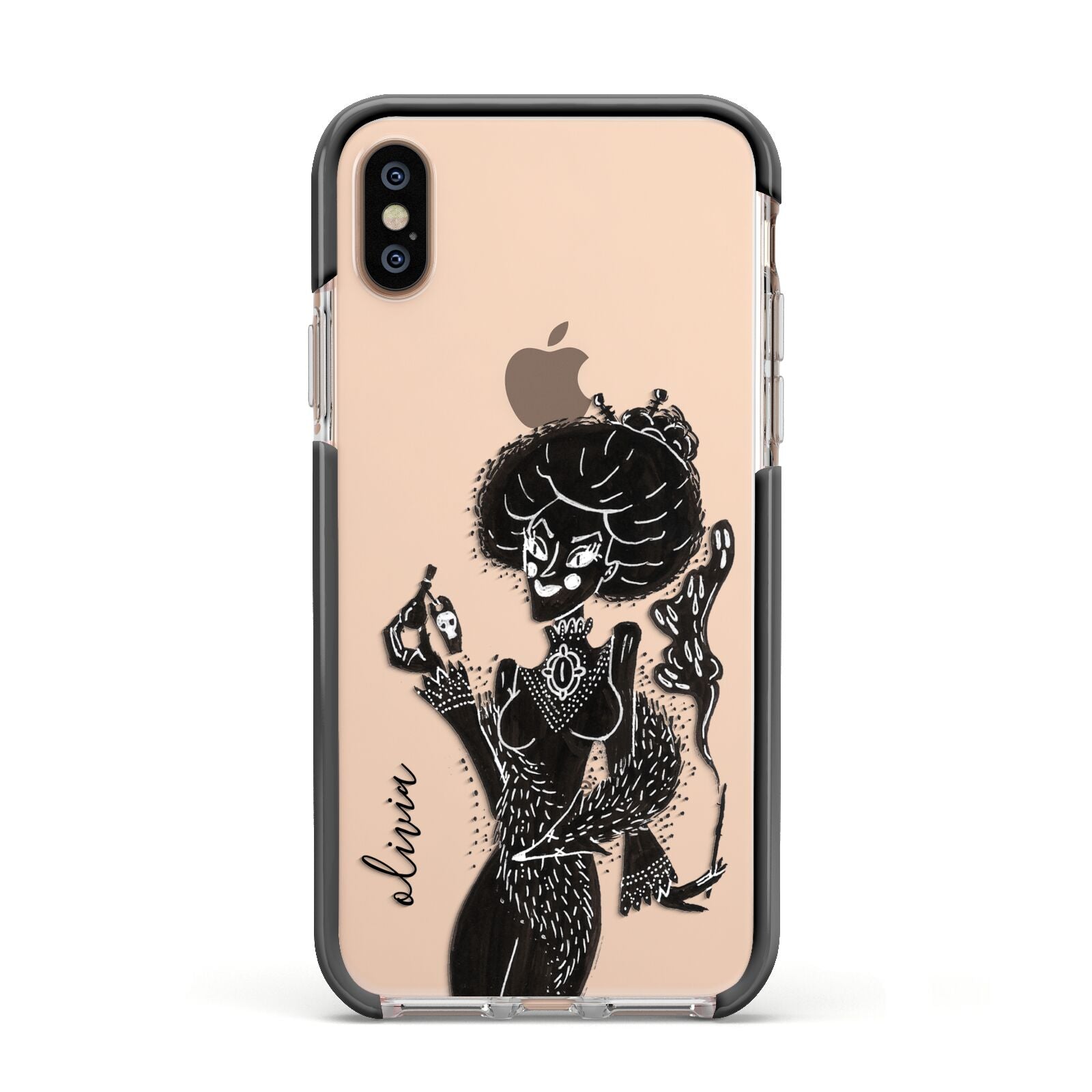 Sophisticated Witch Personalised Apple iPhone Xs Impact Case Black Edge on Gold Phone
