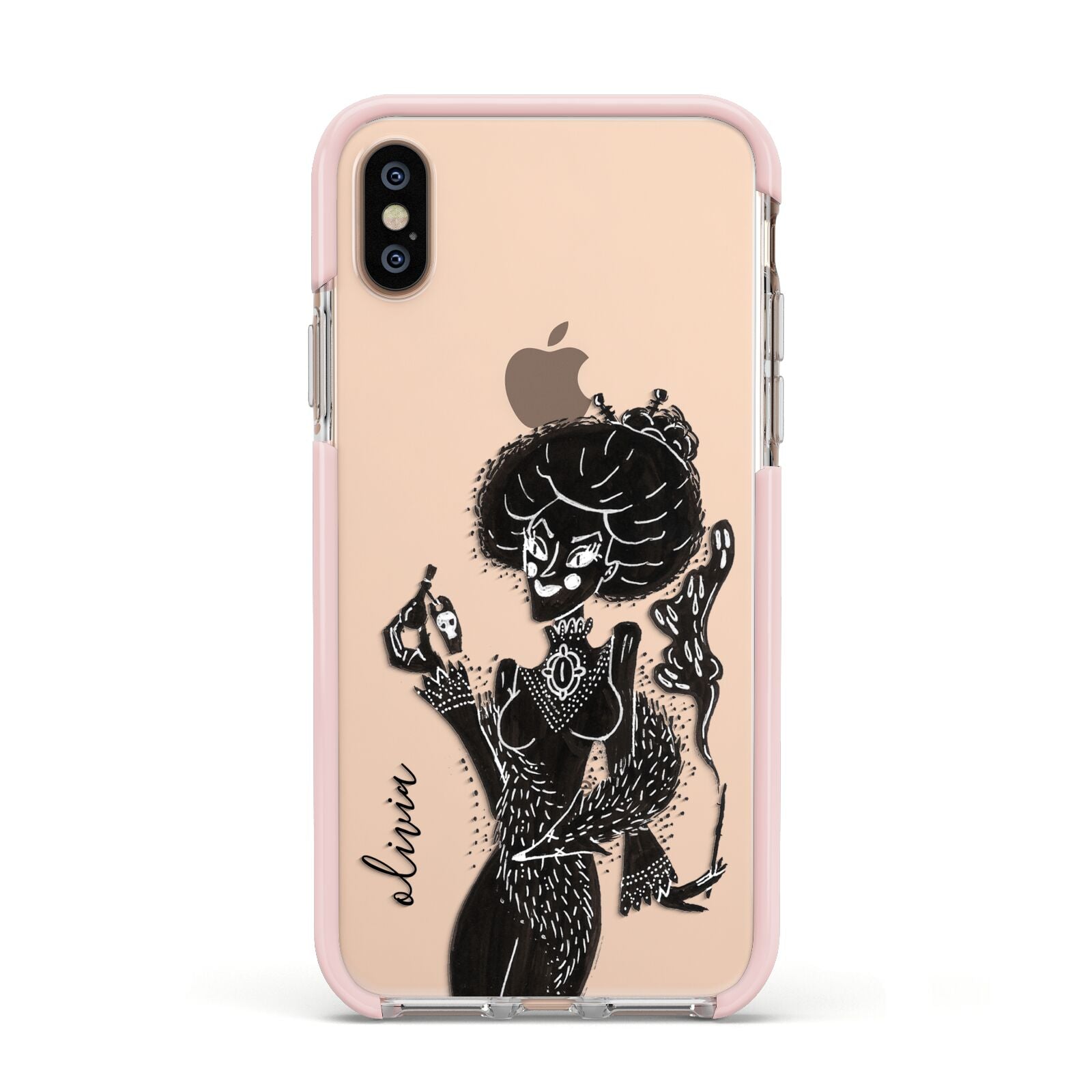 Sophisticated Witch Personalised Apple iPhone Xs Impact Case Pink Edge on Gold Phone