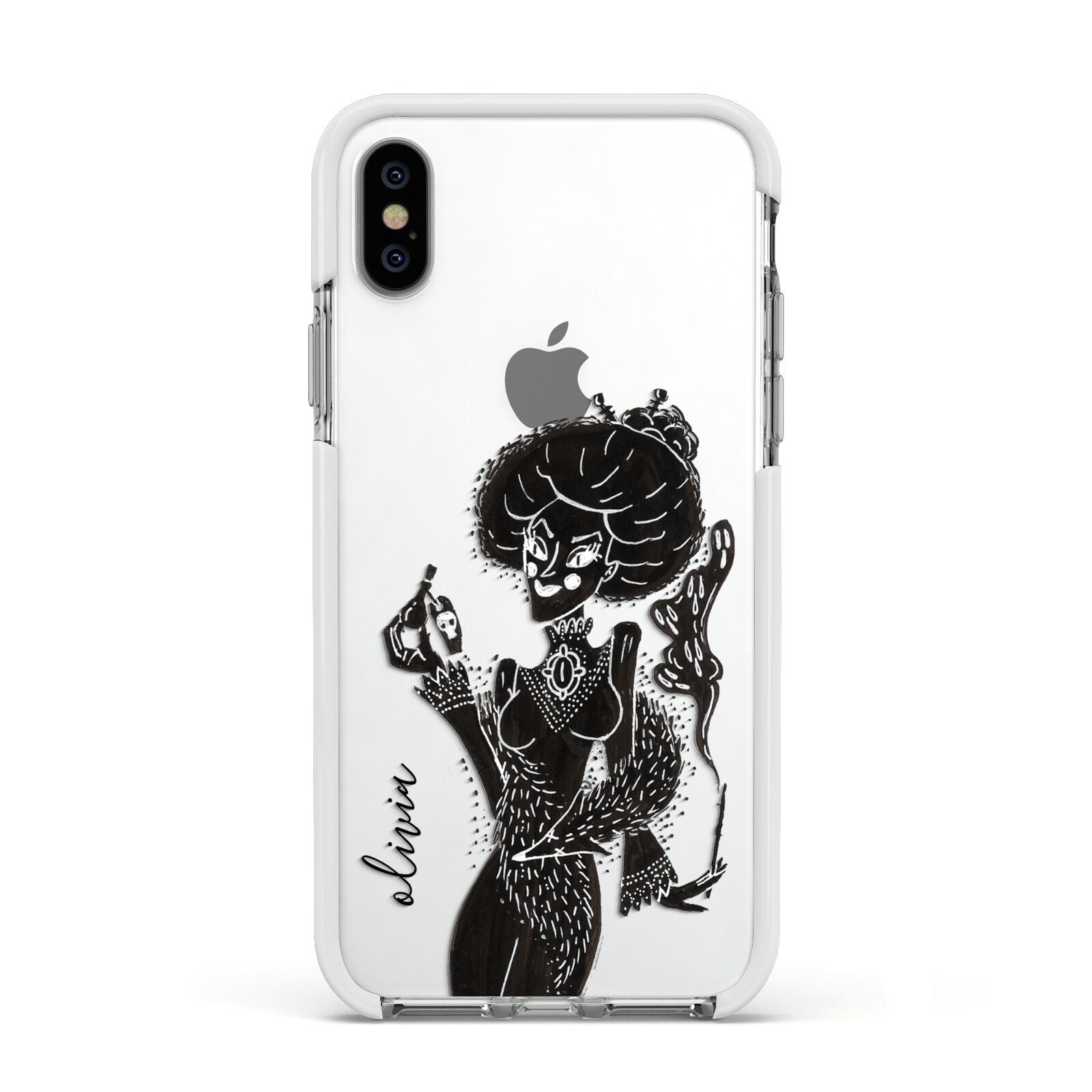 Sophisticated Witch Personalised Apple iPhone Xs Impact Case White Edge on Silver Phone