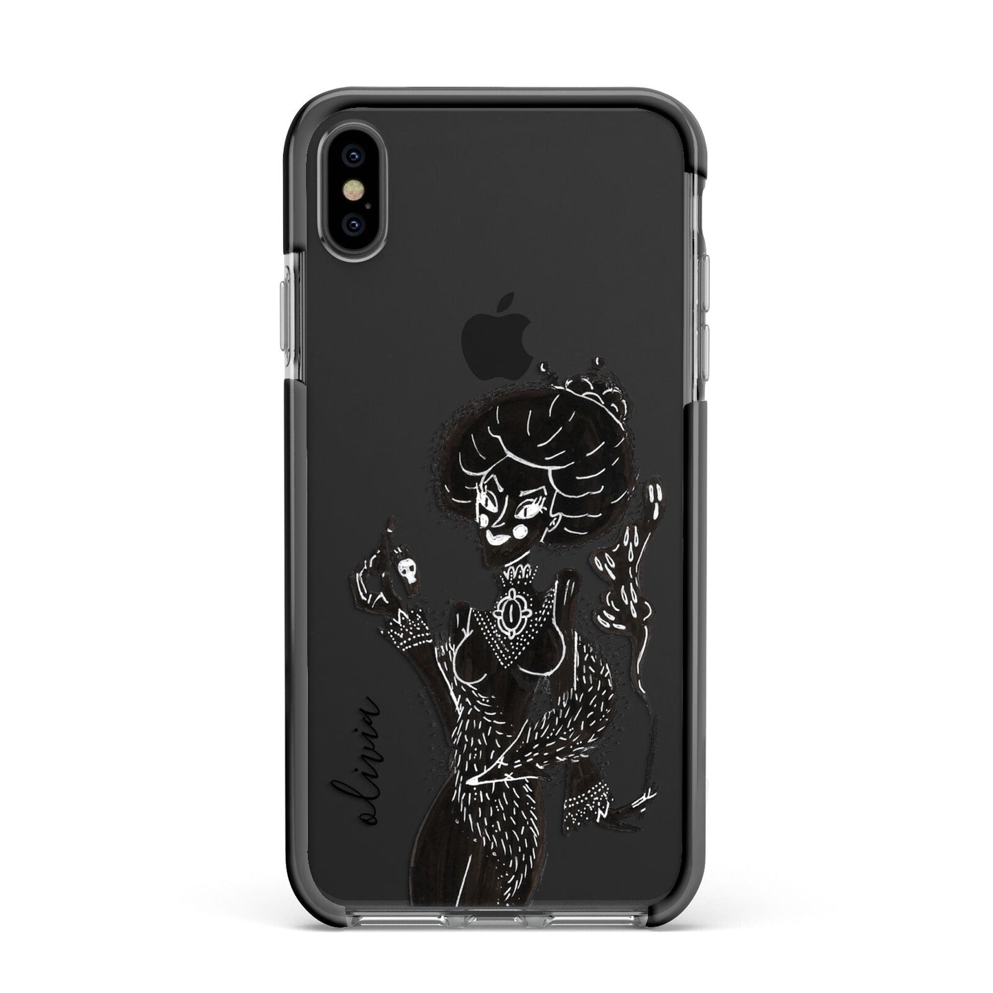 Sophisticated Witch Personalised Apple iPhone Xs Max Impact Case Black Edge on Black Phone