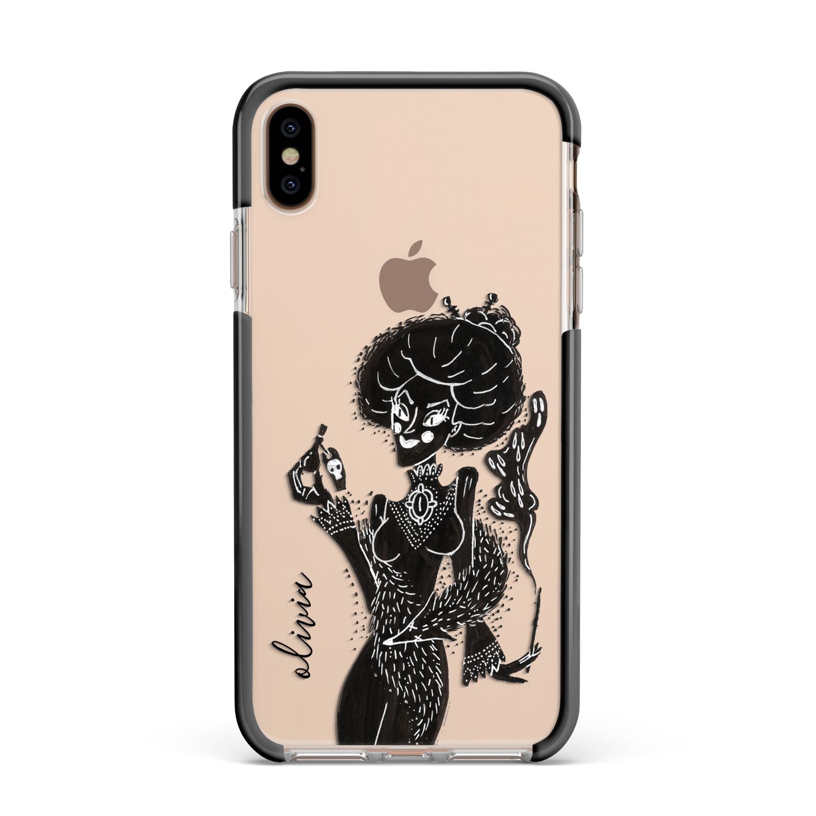Sophisticated Witch Personalised Apple iPhone Xs Max Impact Case Black Edge on Gold Phone
