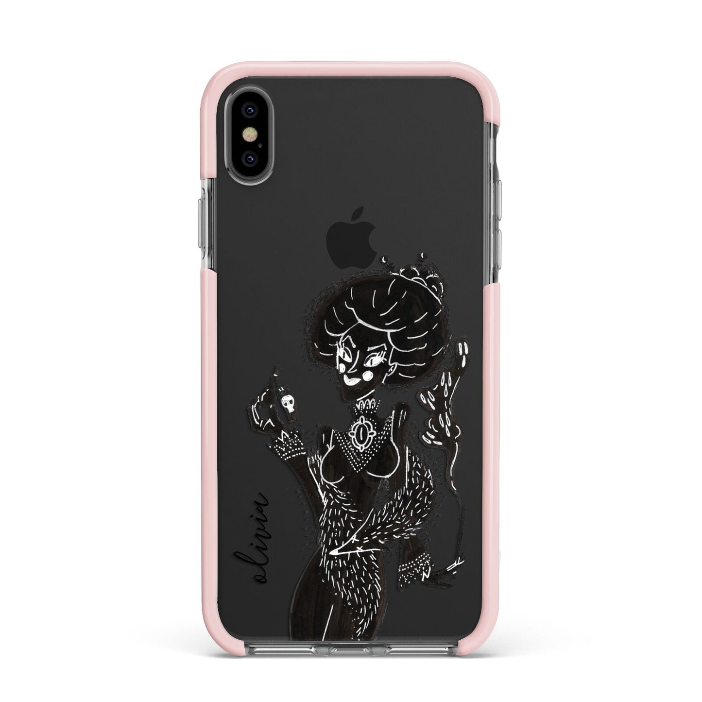 Sophisticated Witch Personalised Apple iPhone Xs Max Impact Case Pink Edge on Black Phone