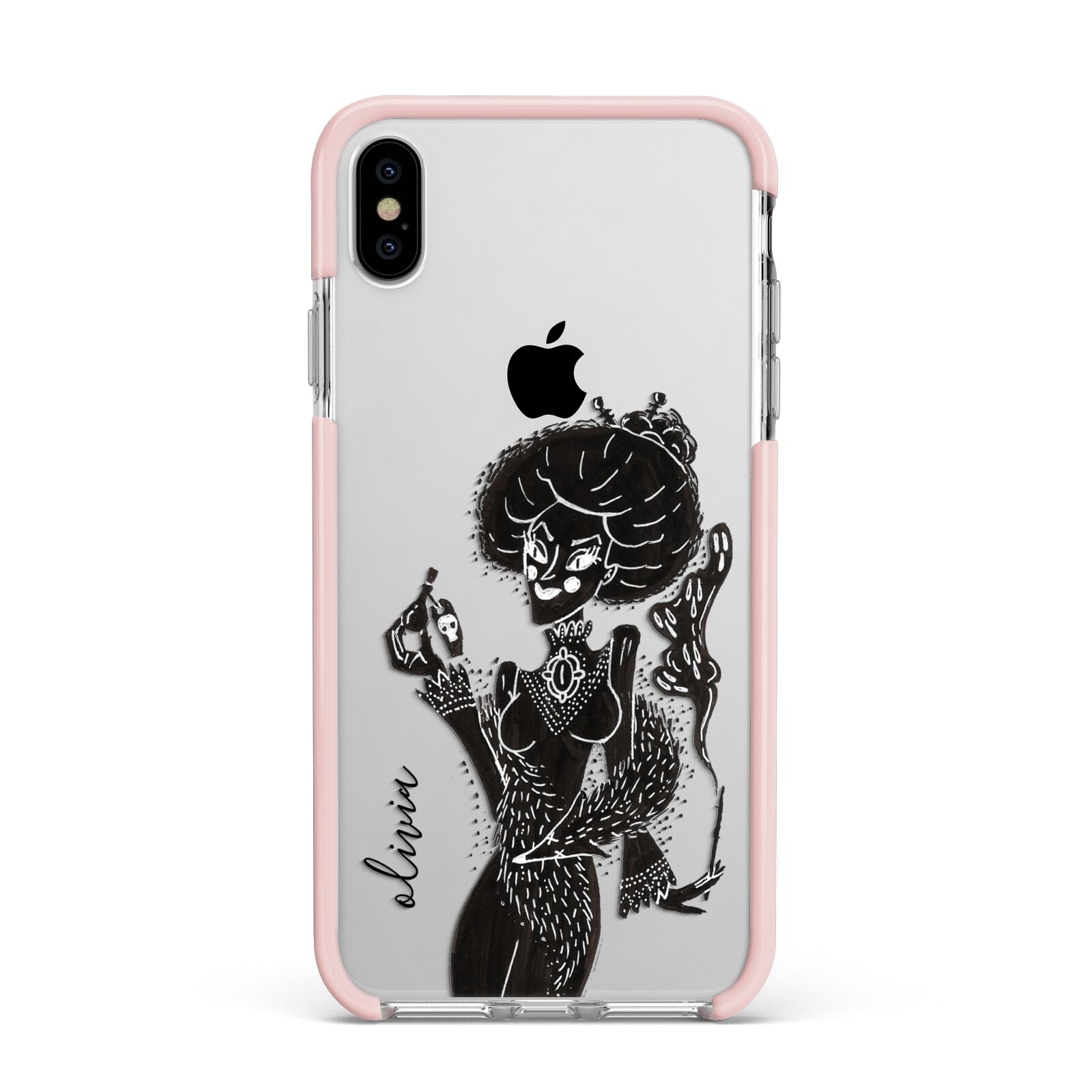Sophisticated Witch Personalised Apple iPhone Xs Max Impact Case Pink Edge on Silver Phone