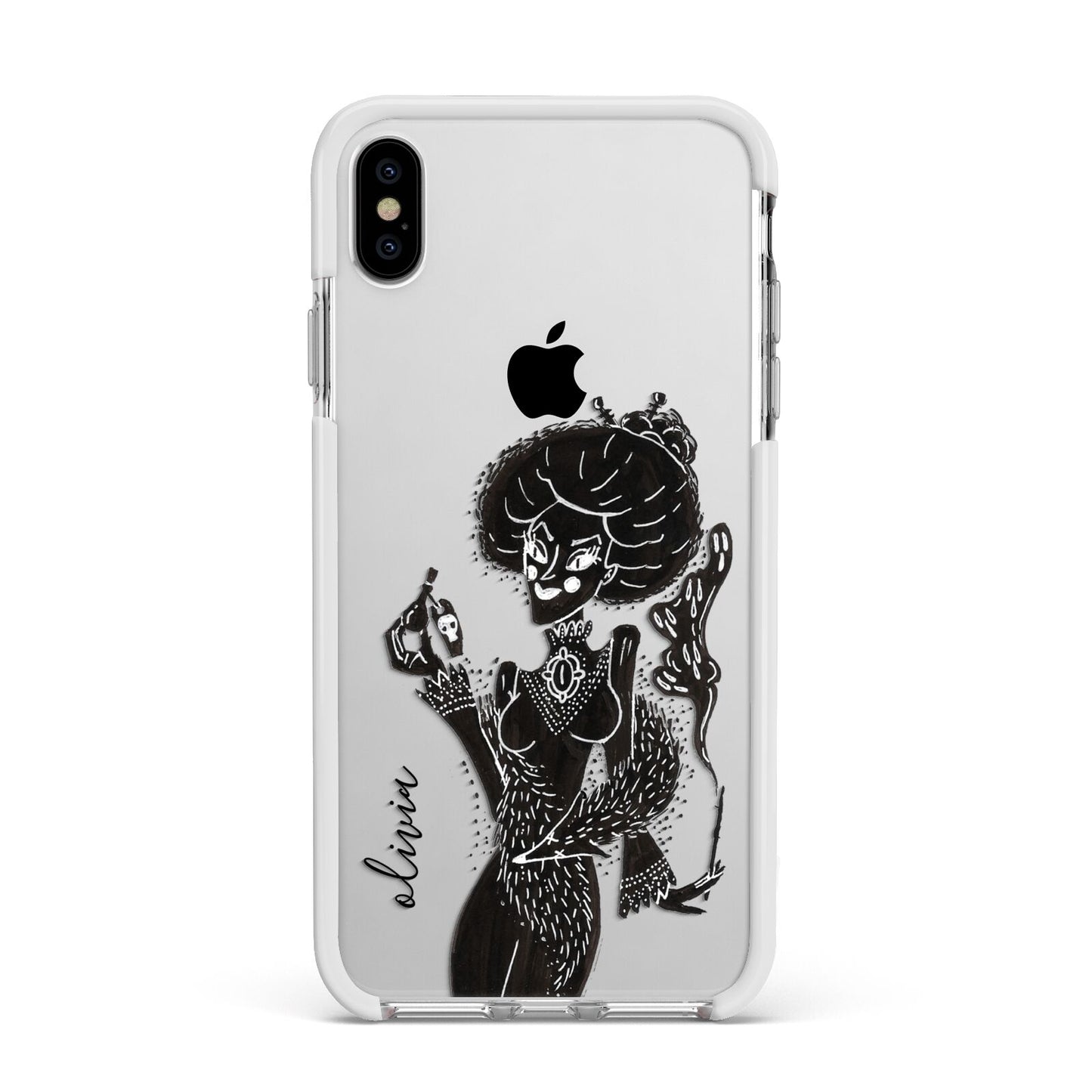 Sophisticated Witch Personalised Apple iPhone Xs Max Impact Case White Edge on Silver Phone