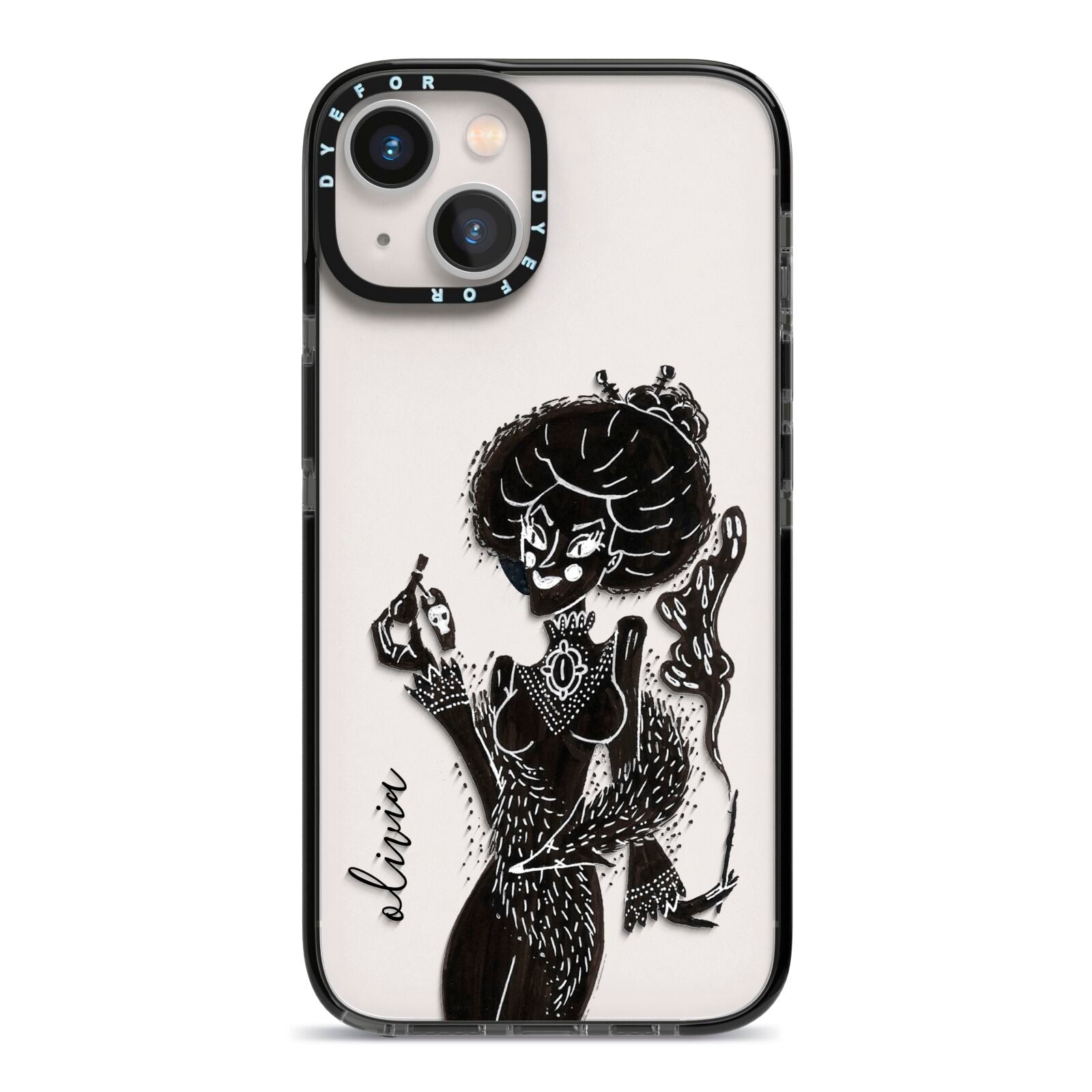 Sophisticated Witch Personalised iPhone 13 Black Impact Case on Silver phone