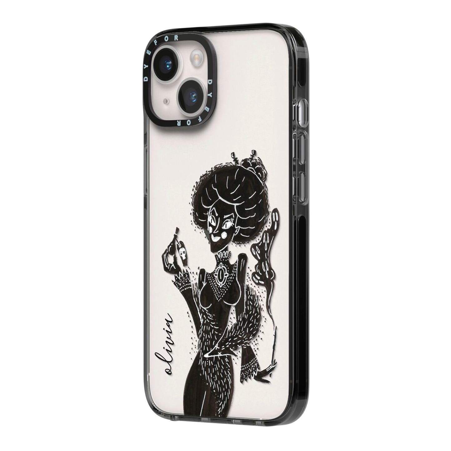 Sophisticated Witch Personalised iPhone 14 Black Impact Case Side Angle on Silver phone