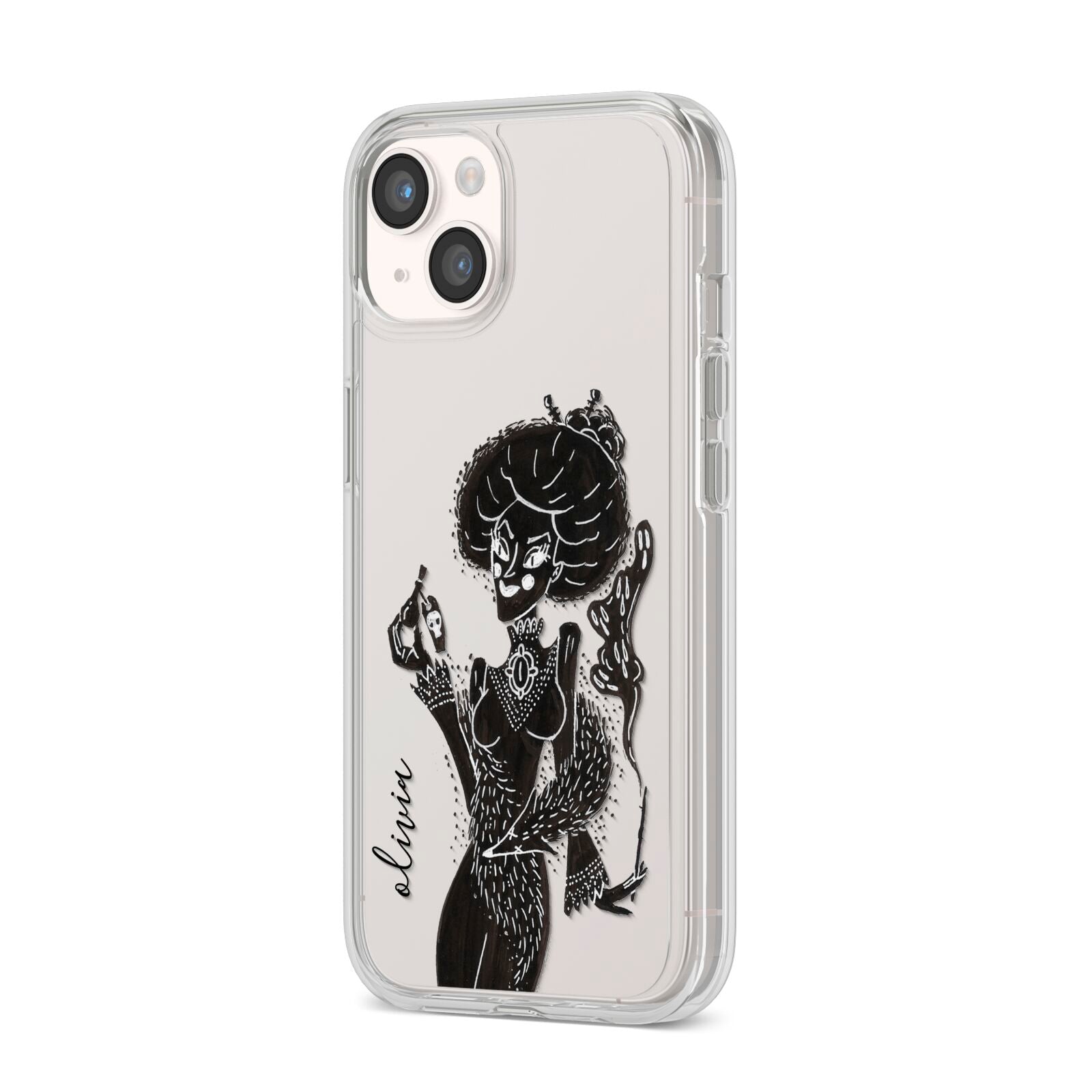 Sophisticated Witch Personalised iPhone 14 Clear Tough Case Starlight Angled Image