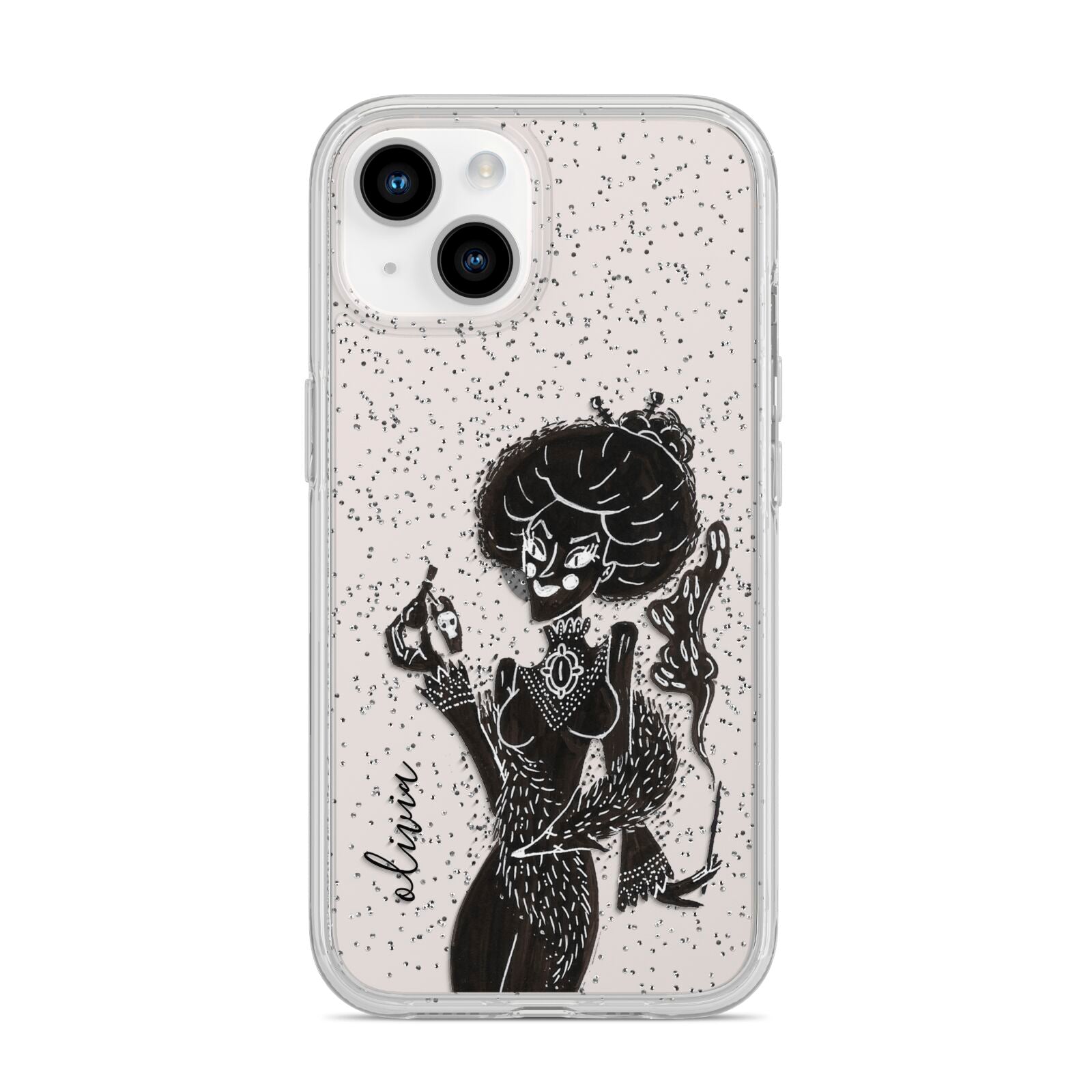 Sophisticated Witch Personalised iPhone 14 Glitter Tough Case Starlight