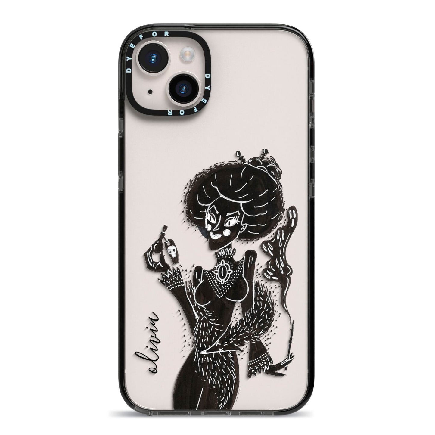 Sophisticated Witch Personalised iPhone 14 Plus Black Impact Case on Silver phone