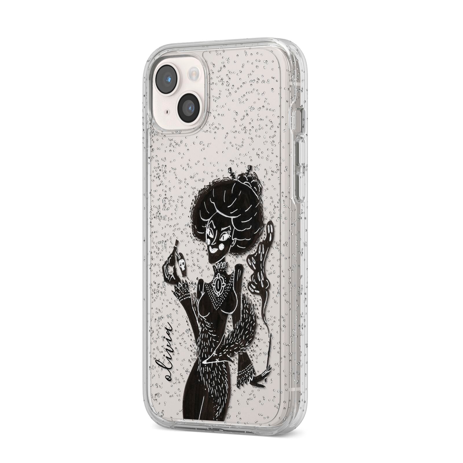 Sophisticated Witch Personalised iPhone 14 Plus Glitter Tough Case Starlight Angled Image