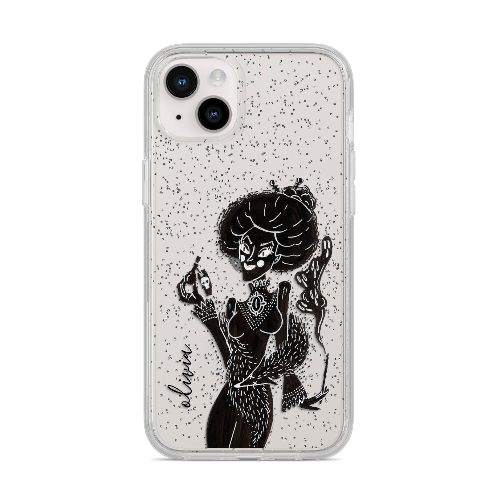 Sophisticated Witch Personalised iPhone 14 Plus Glitter Tough Case Starlight
