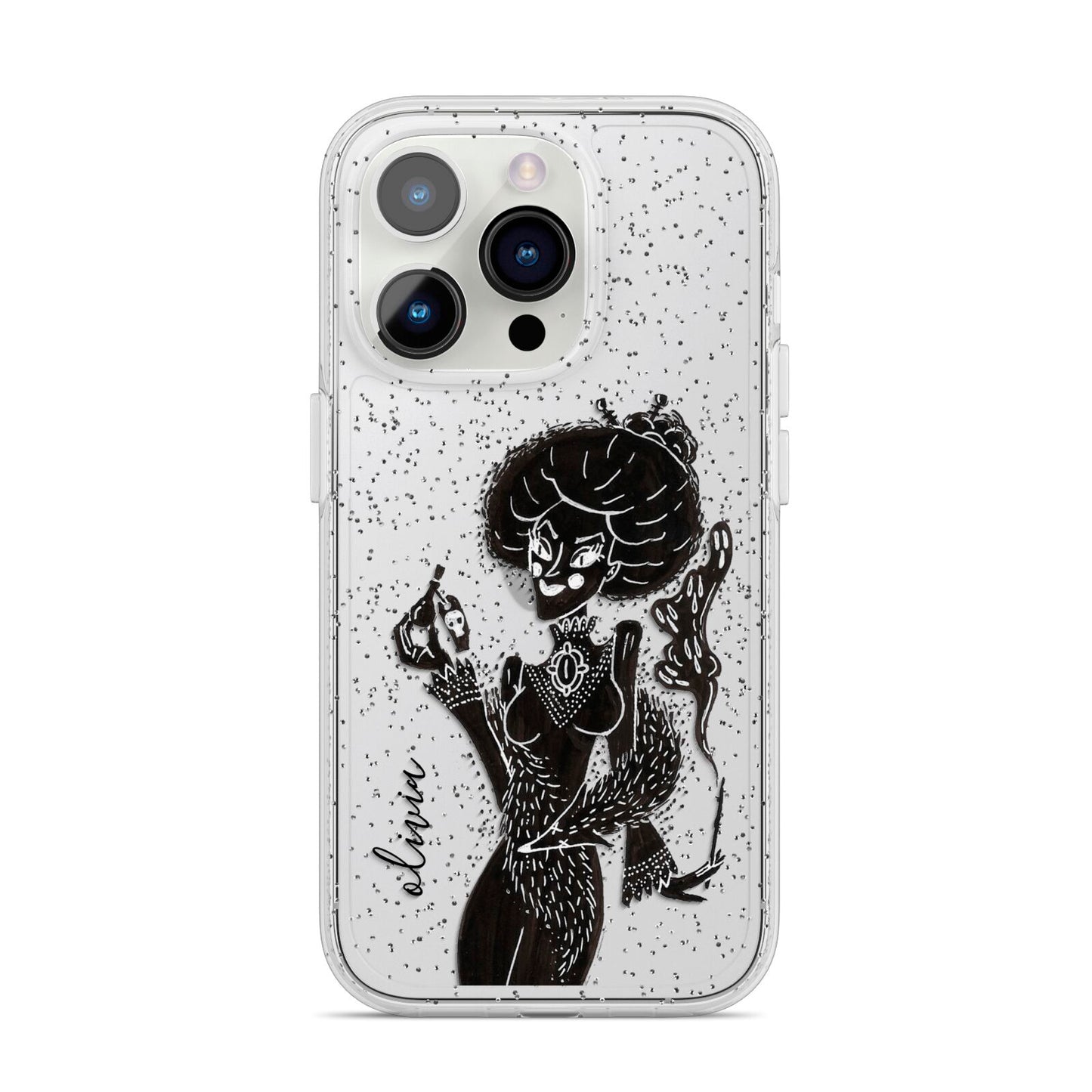Sophisticated Witch Personalised iPhone 14 Pro Glitter Tough Case Silver