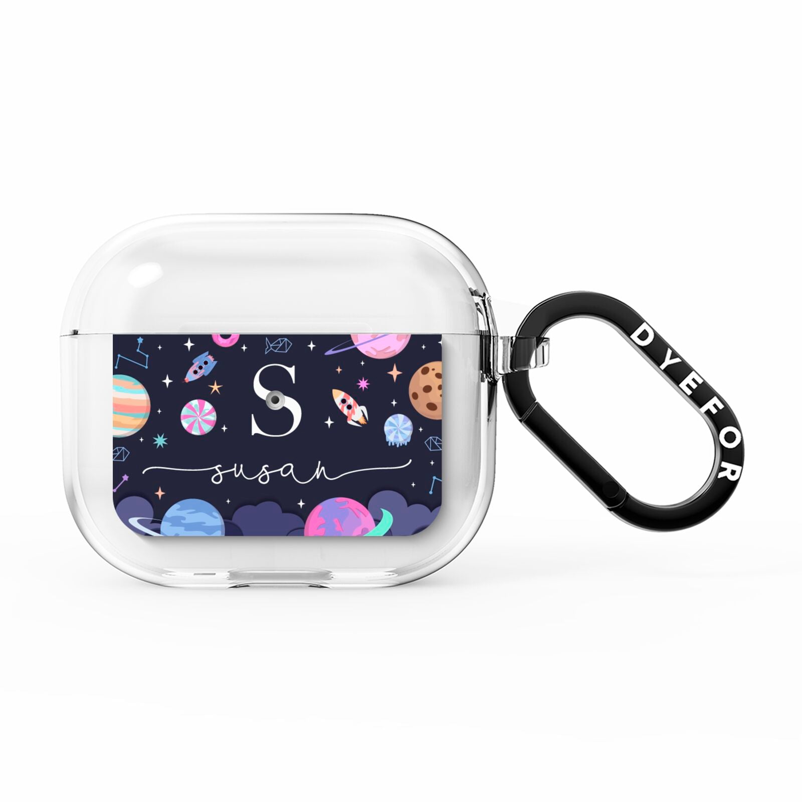 Space Personalised Initial Name AirPods Clear Case 3rd Gen