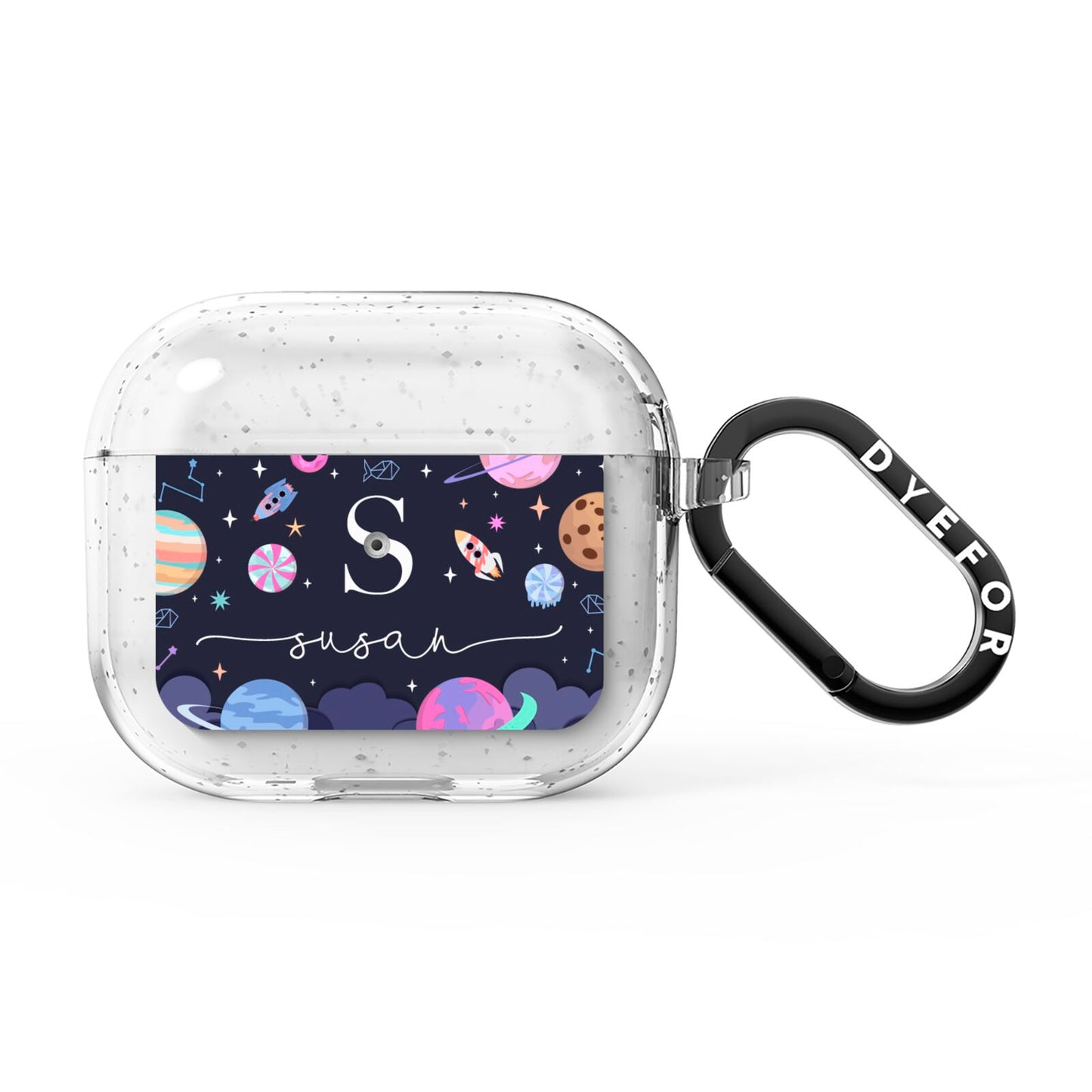 Space Personalised Initial Name AirPods Glitter Case 3rd Gen