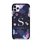 Space Personalised Initial Name Apple iPhone 11 Pro Max in Silver with Black Impact Case