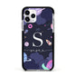 Space Personalised Initial Name Apple iPhone 11 Pro in Silver with Black Impact Case