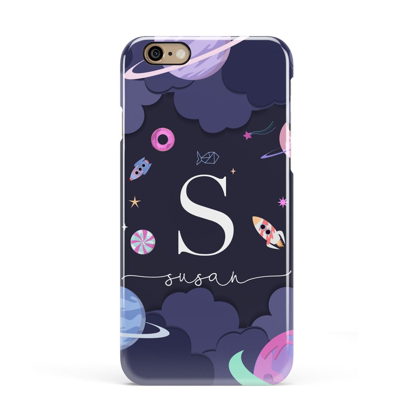 Space Personalised Initial Name Apple iPhone 6 3D Snap Case