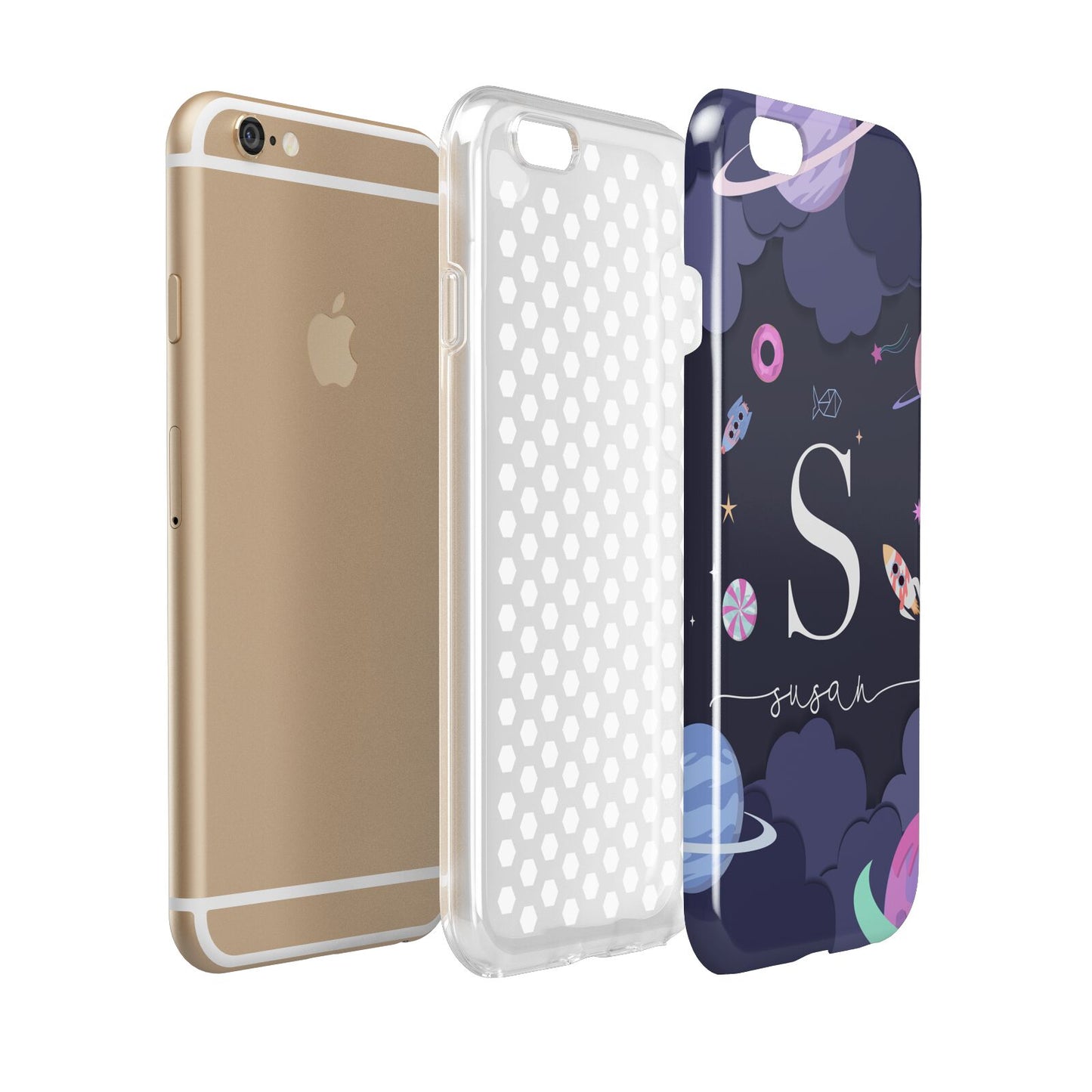 Space Personalised Initial Name Apple iPhone 6 3D Tough Case Expanded view