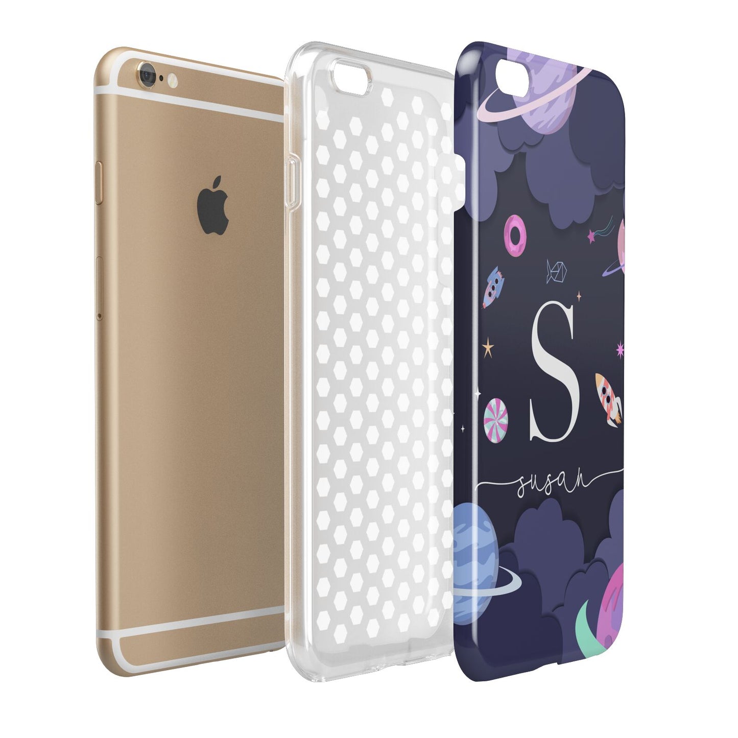 Space Personalised Initial Name Apple iPhone 6 Plus 3D Tough Case Expand Detail Image