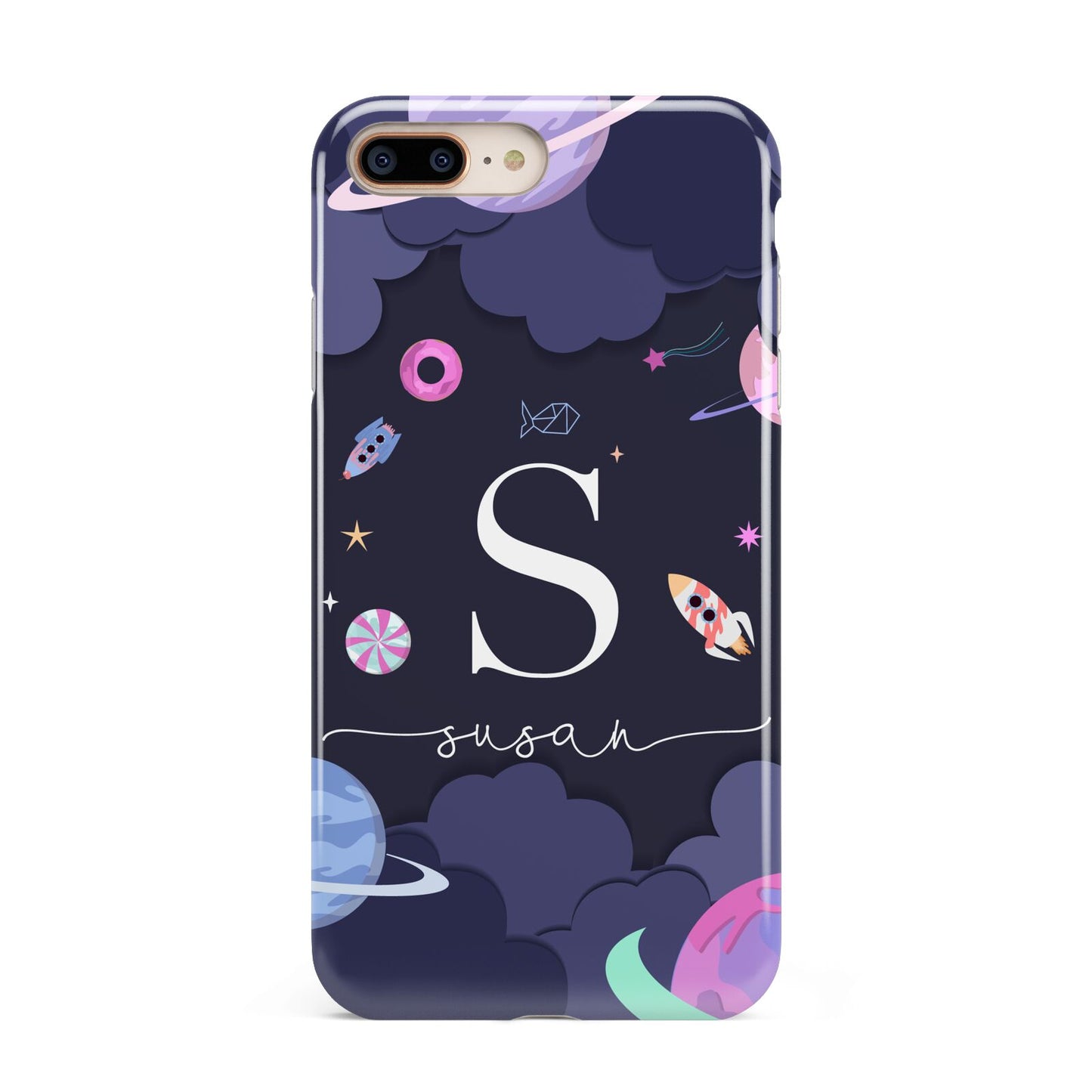 Space Personalised Initial Name Apple iPhone 7 8 Plus 3D Tough Case