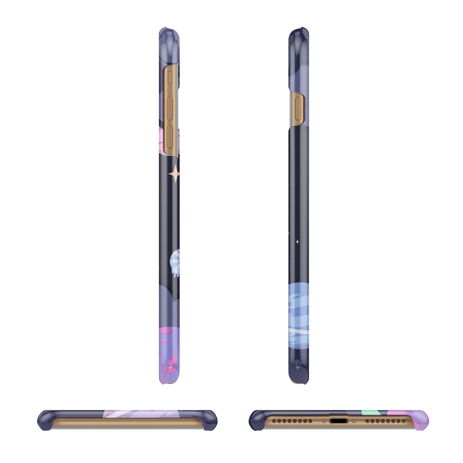 Space Personalised Initial Name Apple iPhone 7 Plus 3D Wrap Snap Case Angled Images