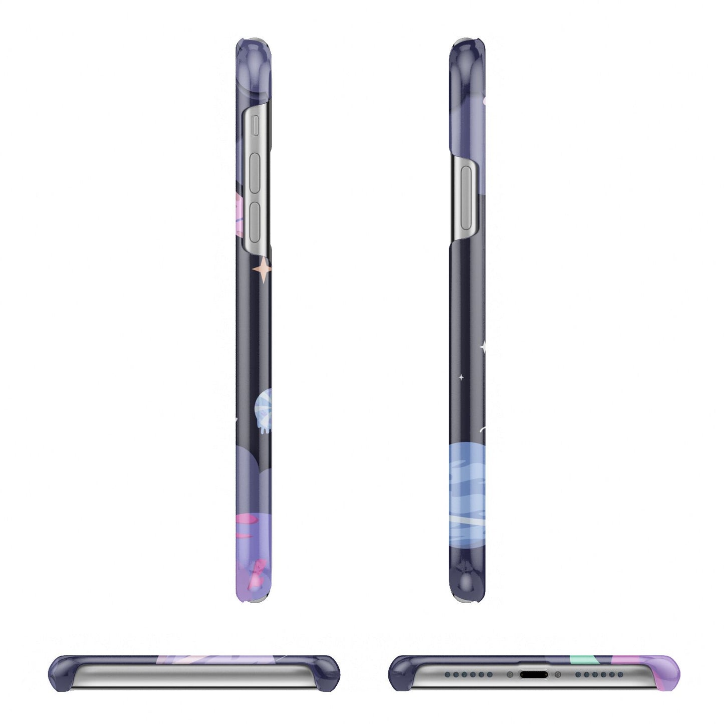 Space Personalised Initial Name Apple iPhone XR 3D Wrap Snap Case Angled Images on White Phone