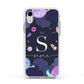 Space Personalised Initial Name Apple iPhone XR Impact Case White Edge on Silver Phone